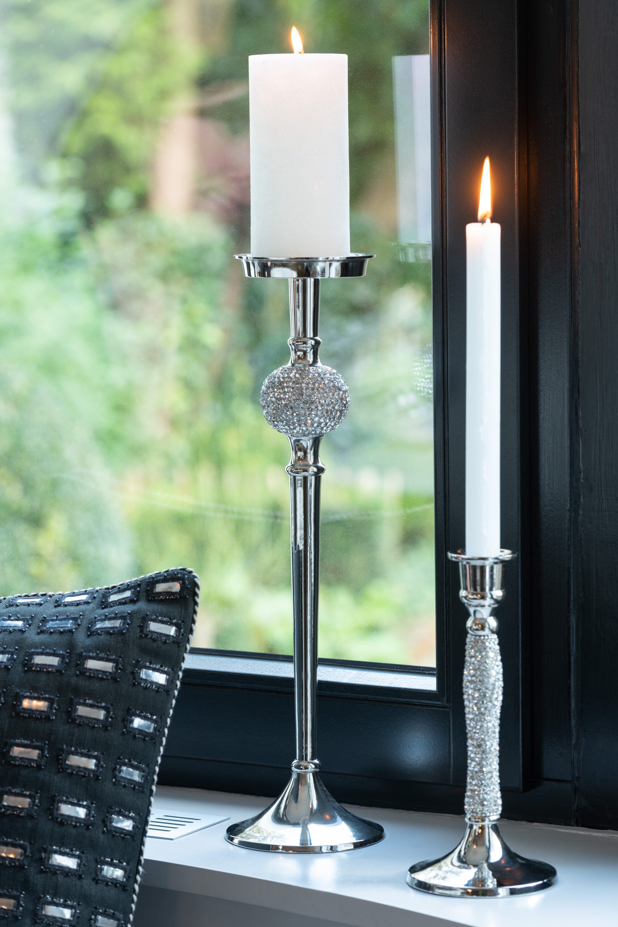 J-line Kerzenhalter Kerzenhalter Diamant Aluminium Silber günstig online kaufen