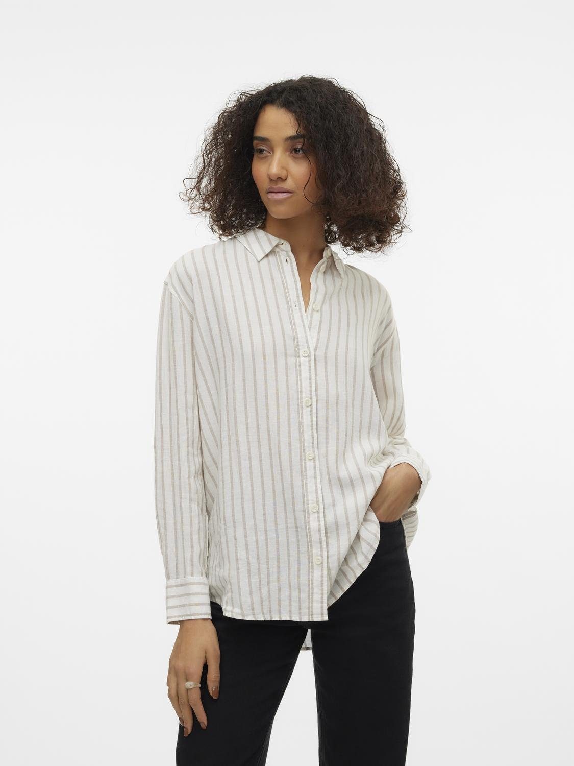 Hemdbluse VMLINN LINEN LS SHIRT WVN NOOS