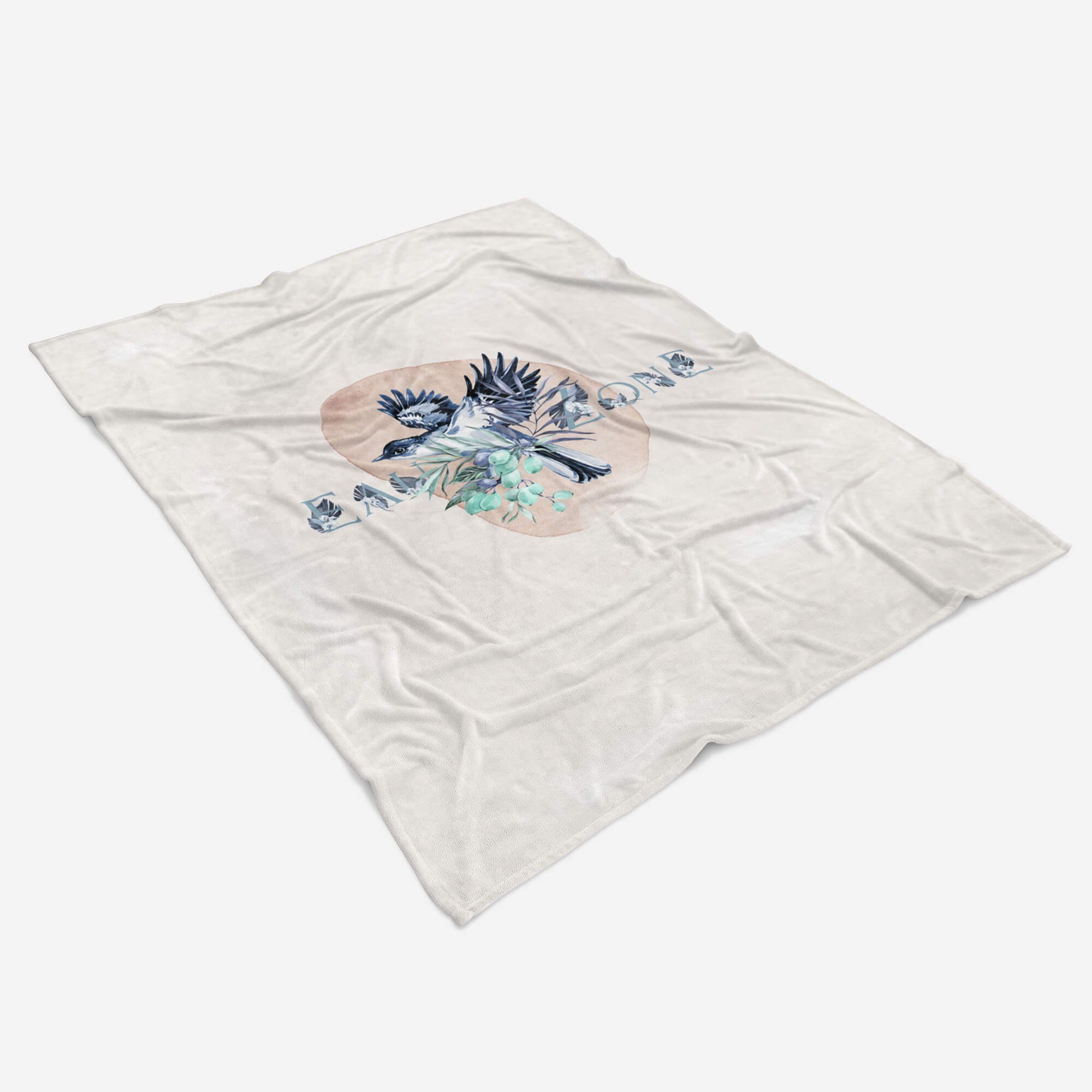 Art Saunatuch Handtücher Baumwolle-Polyester-Mix Motiv Sinus Handtuch Blau (1-St), Strandhandtuch Kunstvoll Sperling Kuscheldecke schönes Handtuch Duschhandt,