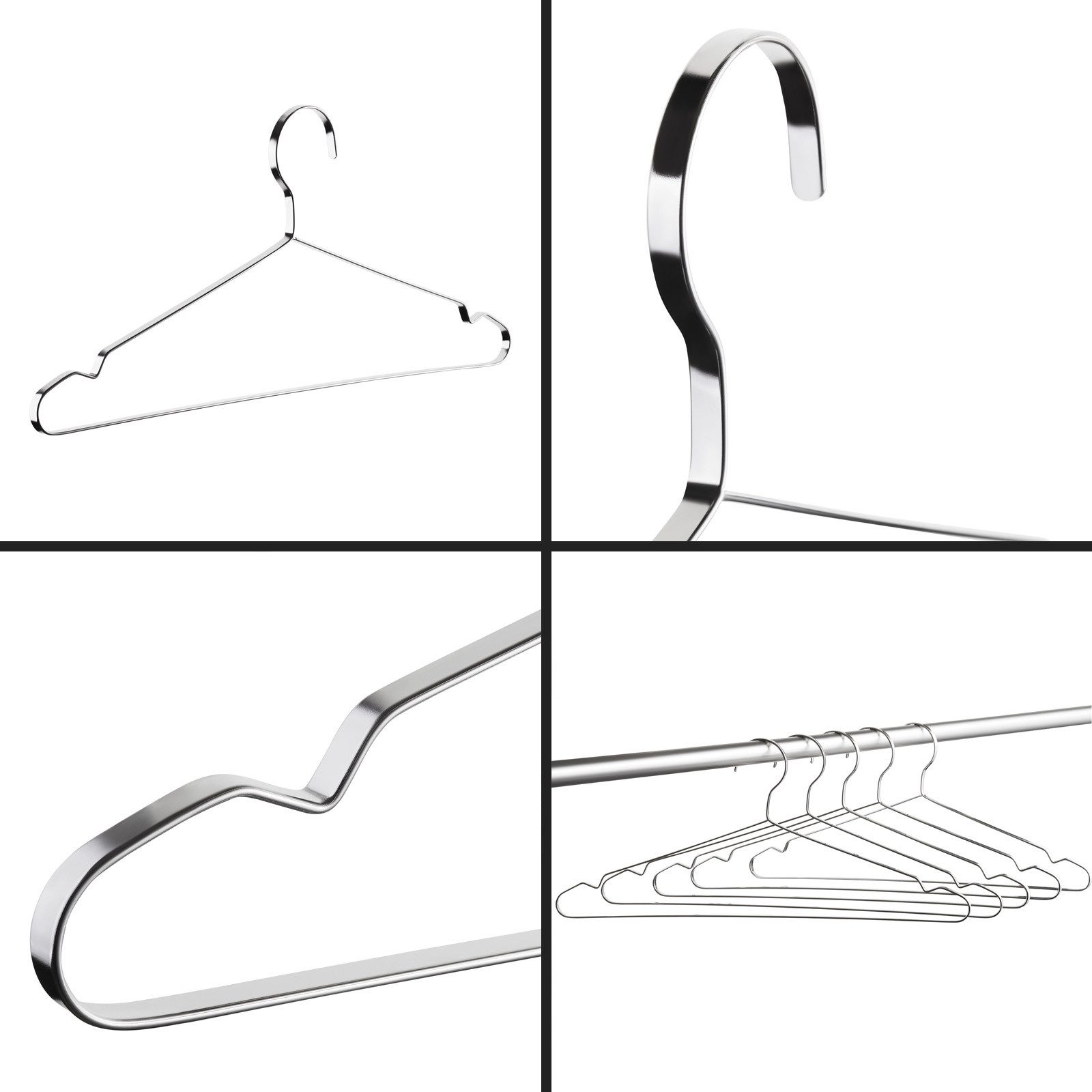 SO-TECH® Kleiderbügel Garderobenbügel Design Edelstahl 450 x 193 mm mit Haken, (Spar-Set, 10-tlg), Stärke 8 x 2,5 mm, mit spezieller Antirutsch-Nut – Bild 3 von 5