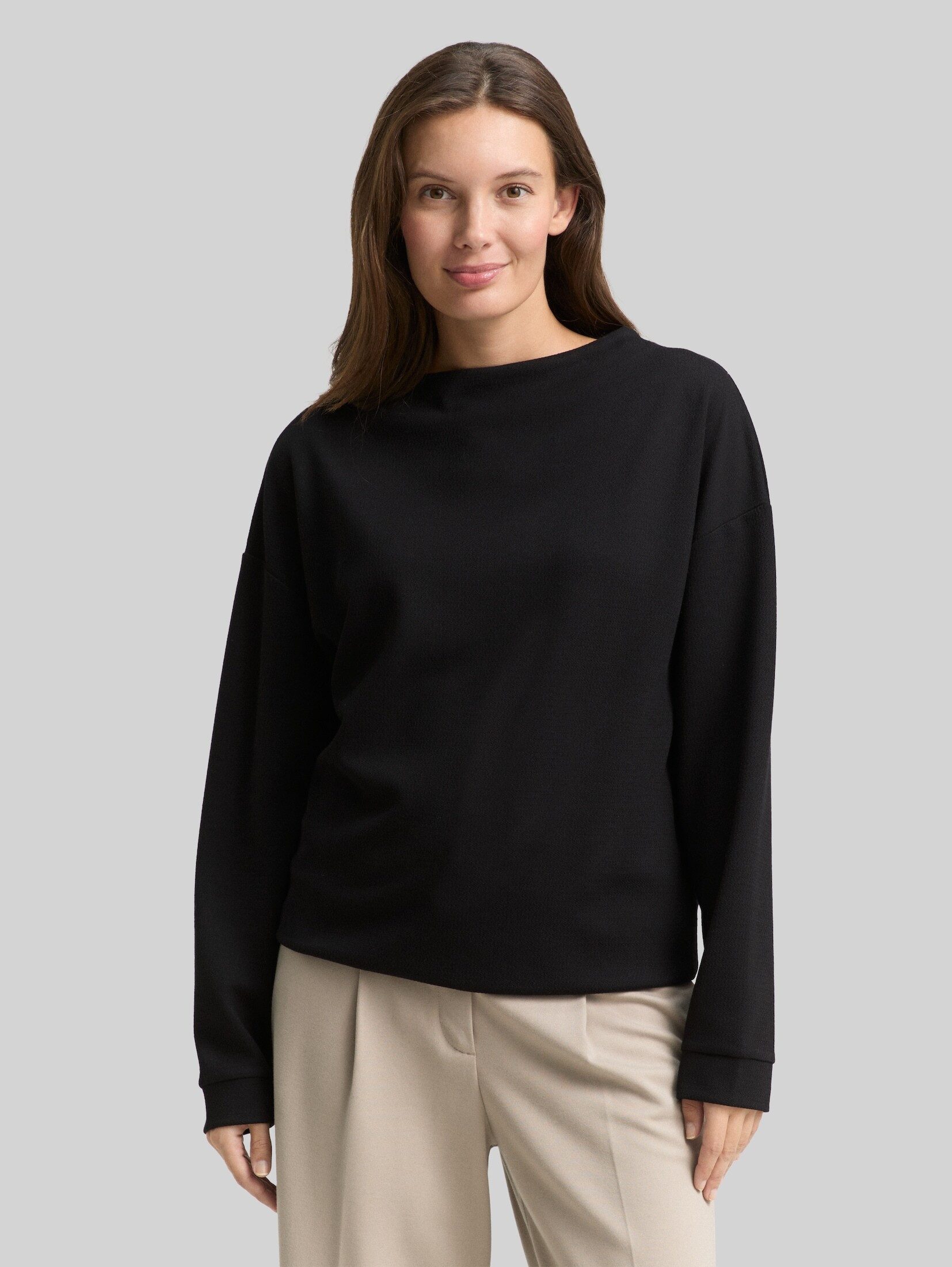 TOM TAILOR Sweatshirt Strick & Sweatshirts Loose Fit Sweatshirt mit Stehkragen
