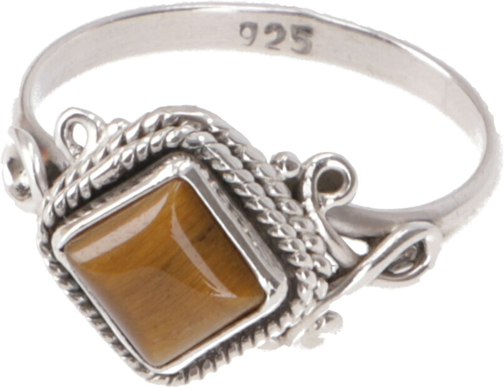 Guru-Shop Silberring Boho Silberring, filigraner Edelsteinring mit..