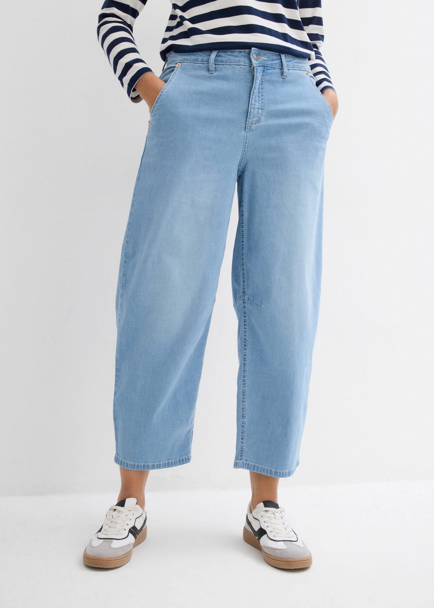 bonprix Stretch-Jeans mit Stretch-Anteil, lockere Passform, verkürzte Balloon Leg