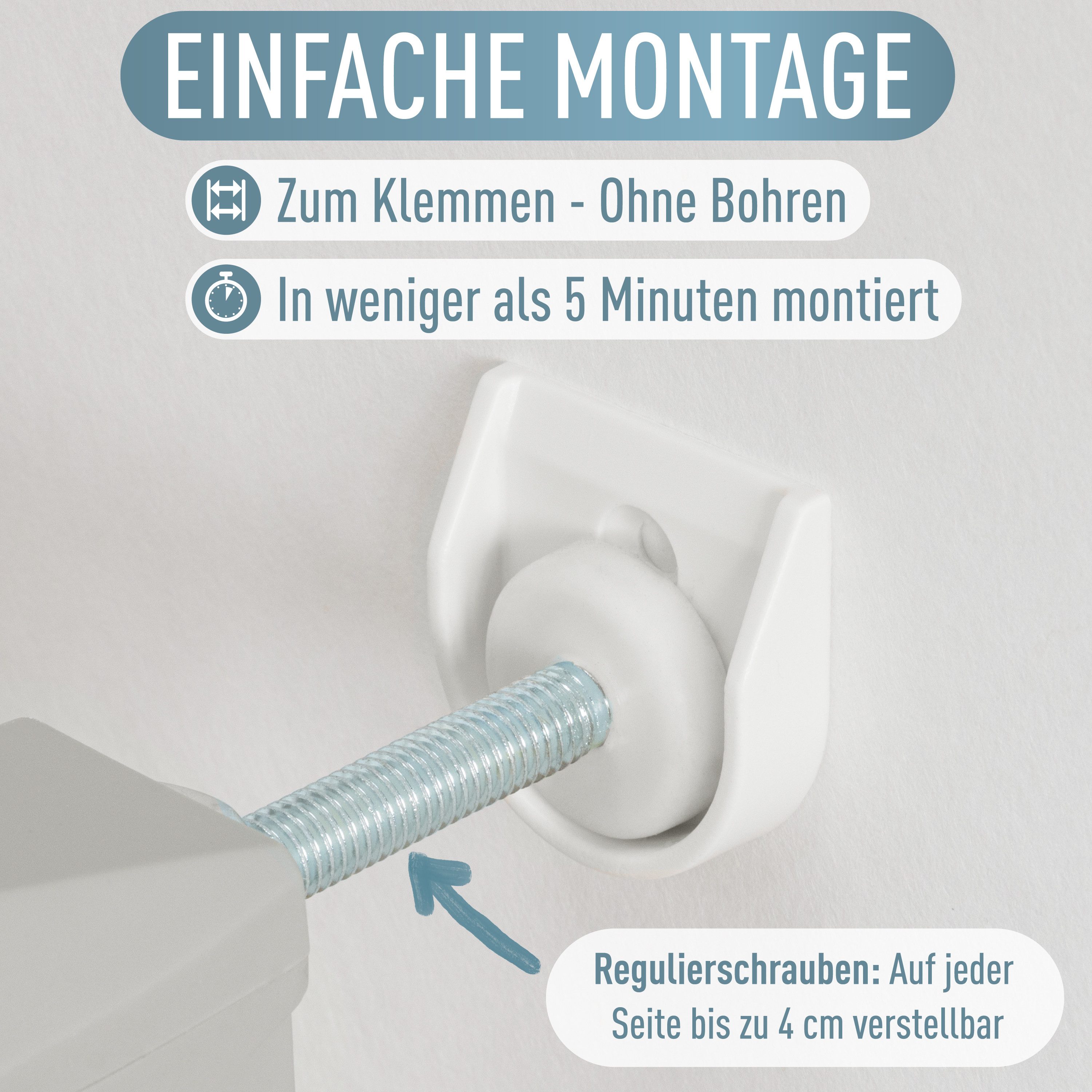 ib style Türschutzgitter Yael Treppengitter 73-81.5 cm, Treppenschutzgitter - Kein Bohren - Sicherheitsgitter für Türen – Bild 3 von 5