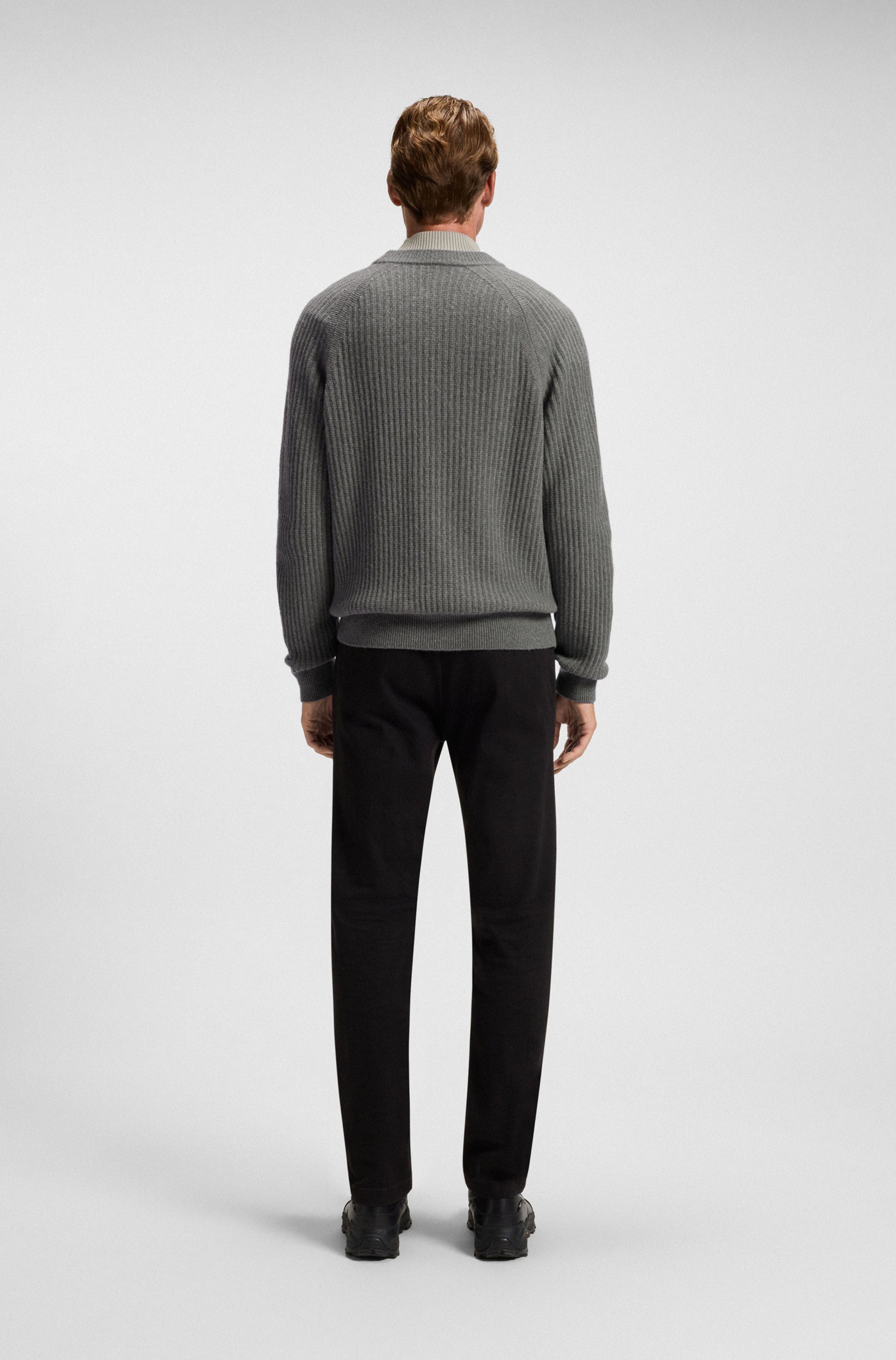 BOSS ORANGE Strickpullover Klacier Rundhalsausschnitt, Relaxed Fit, Rippstrick
