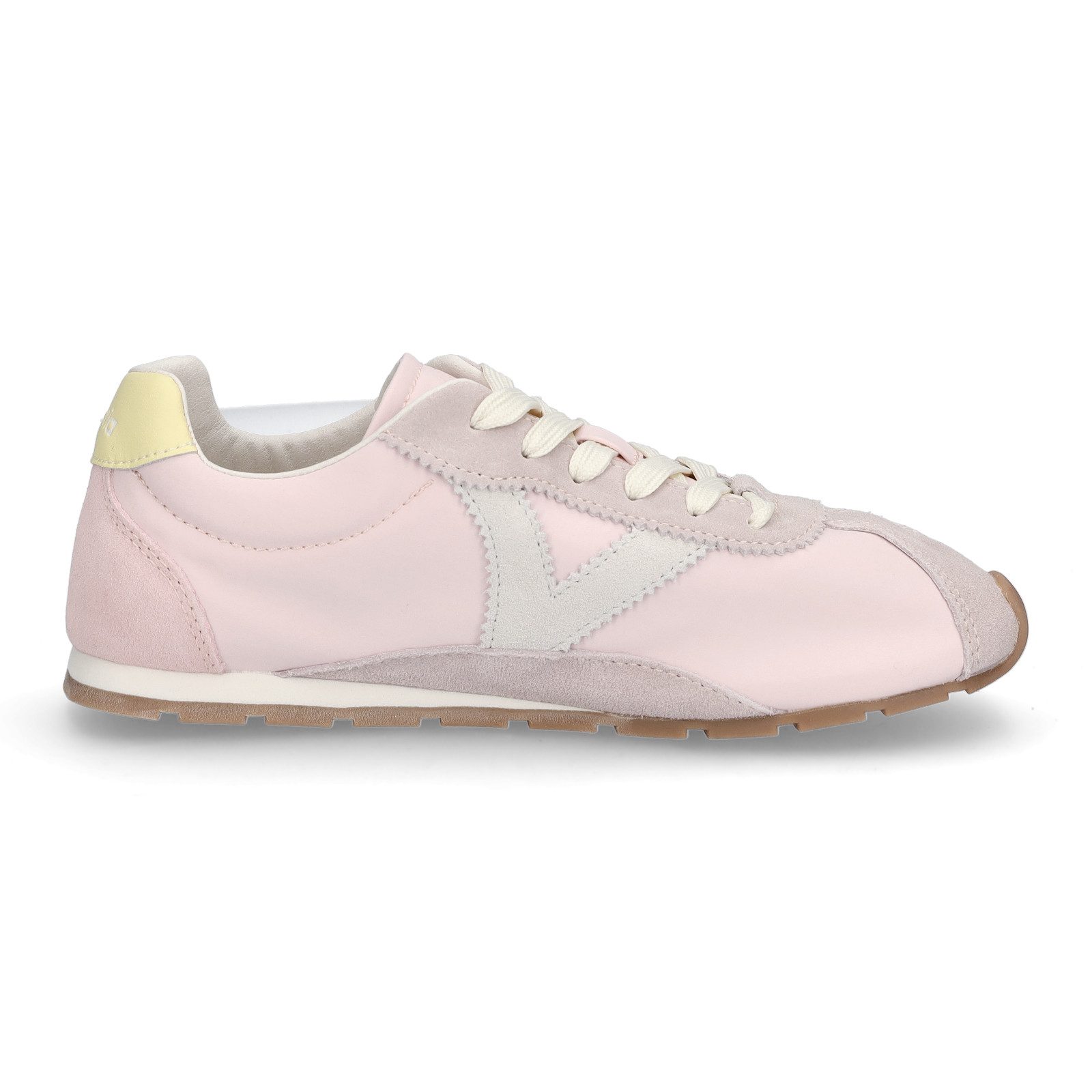 Victoria Aster Damen Sneaker Fersenpatch aus Glattleder in Kontrastfarbe