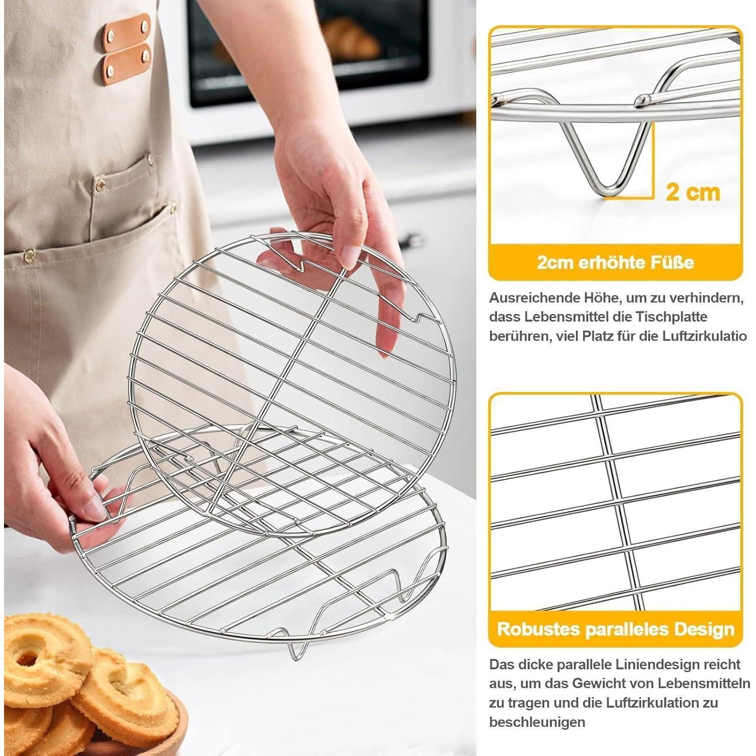 LuxusKollektion Abkühlgitter Abkühlgitter 2er Set Rund 27cm Edelstahl Ofen Spülmaschinenfest