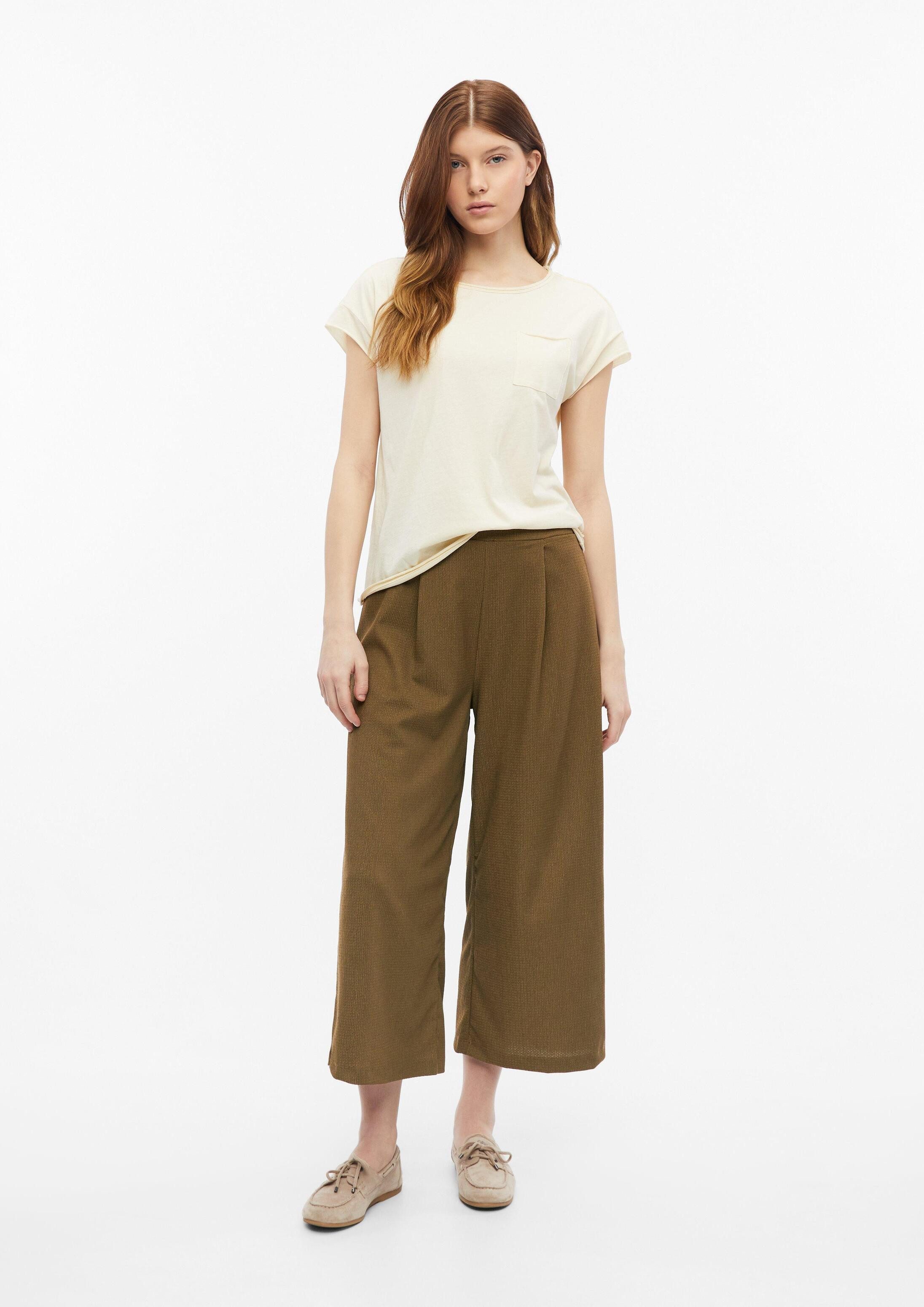 s.Oliver Culotte Hose Strukturierte Culotte mit Falten und Elastikbund