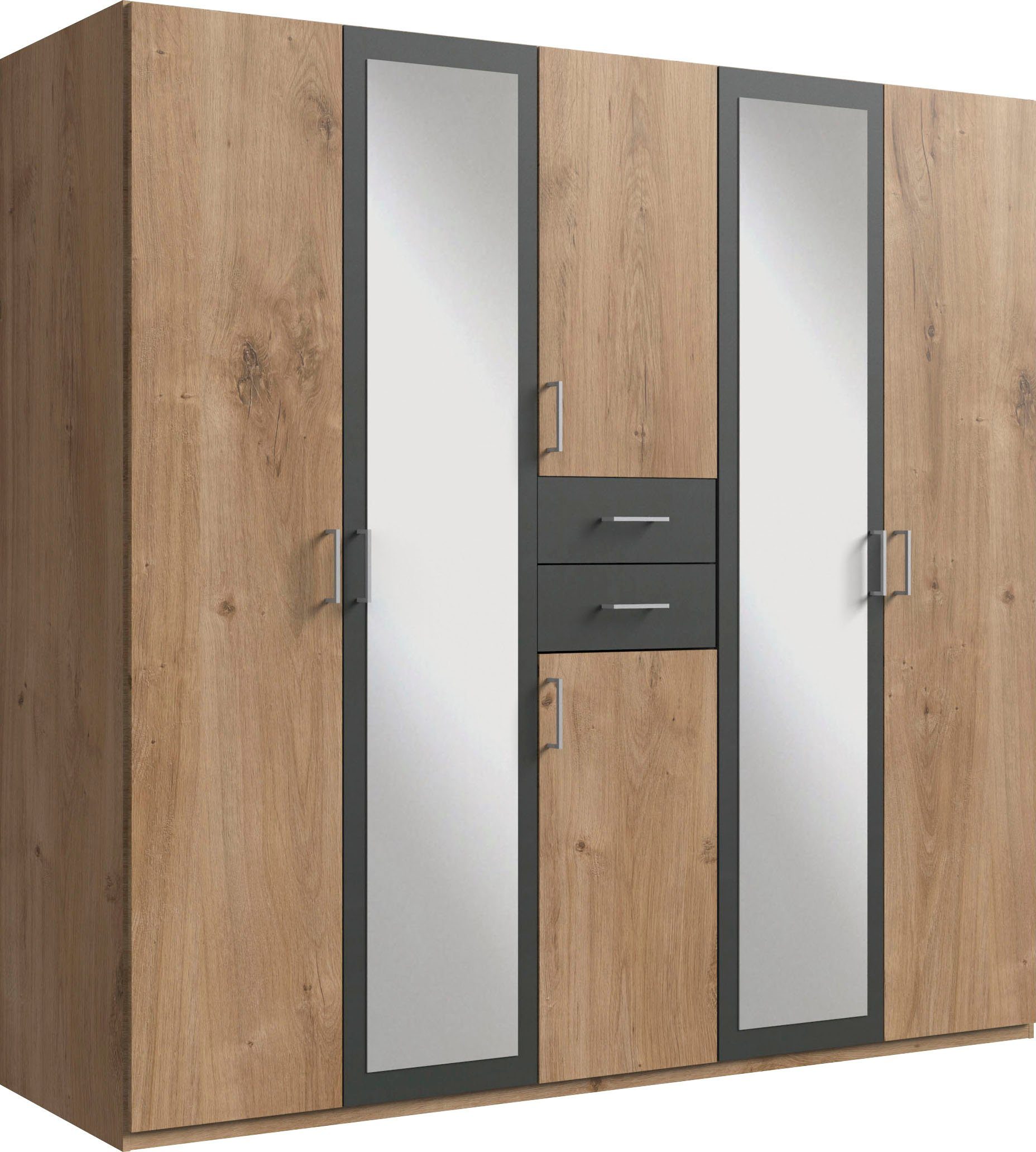 Wimex Kleiderschrank Diver Drehtürenschrank mit Spiegel, Schubladen, 225 oder 270cm breit Bestseller Schlafzimmerschrank wahlweise 3 Innenausstattungen