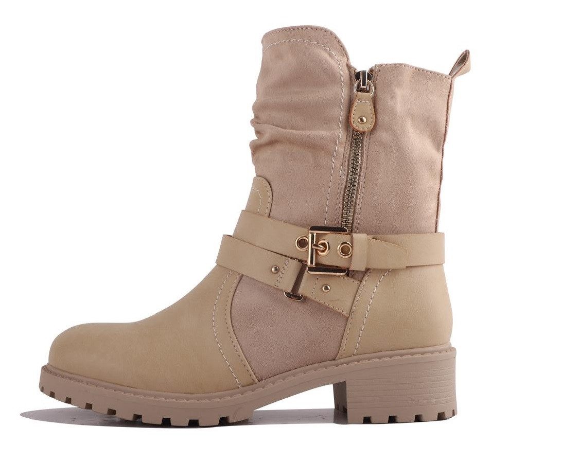 Pogolino 2520 Bikerboots Damen Stiefeletten leicht gefüttert mit Schnalle