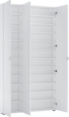 möbelando Schuhschrank SPAZIO (BxHxT: 110,2x200x18,6 cm) in weiß mit 3 Türen und 24 Fächern