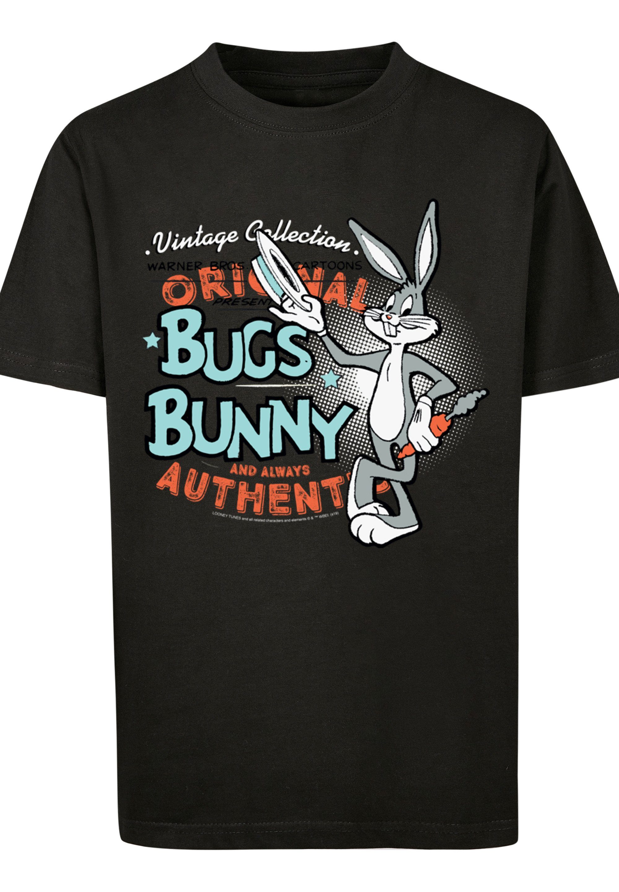 Kurzarmshirt Bugs Tee Vintage Looney -BLK Kinder Kids Bunny F4NT4STIC Baumwollmischung Tunes Stylisches with Basic angenehmer T-Shirt aus (1-tlg),
