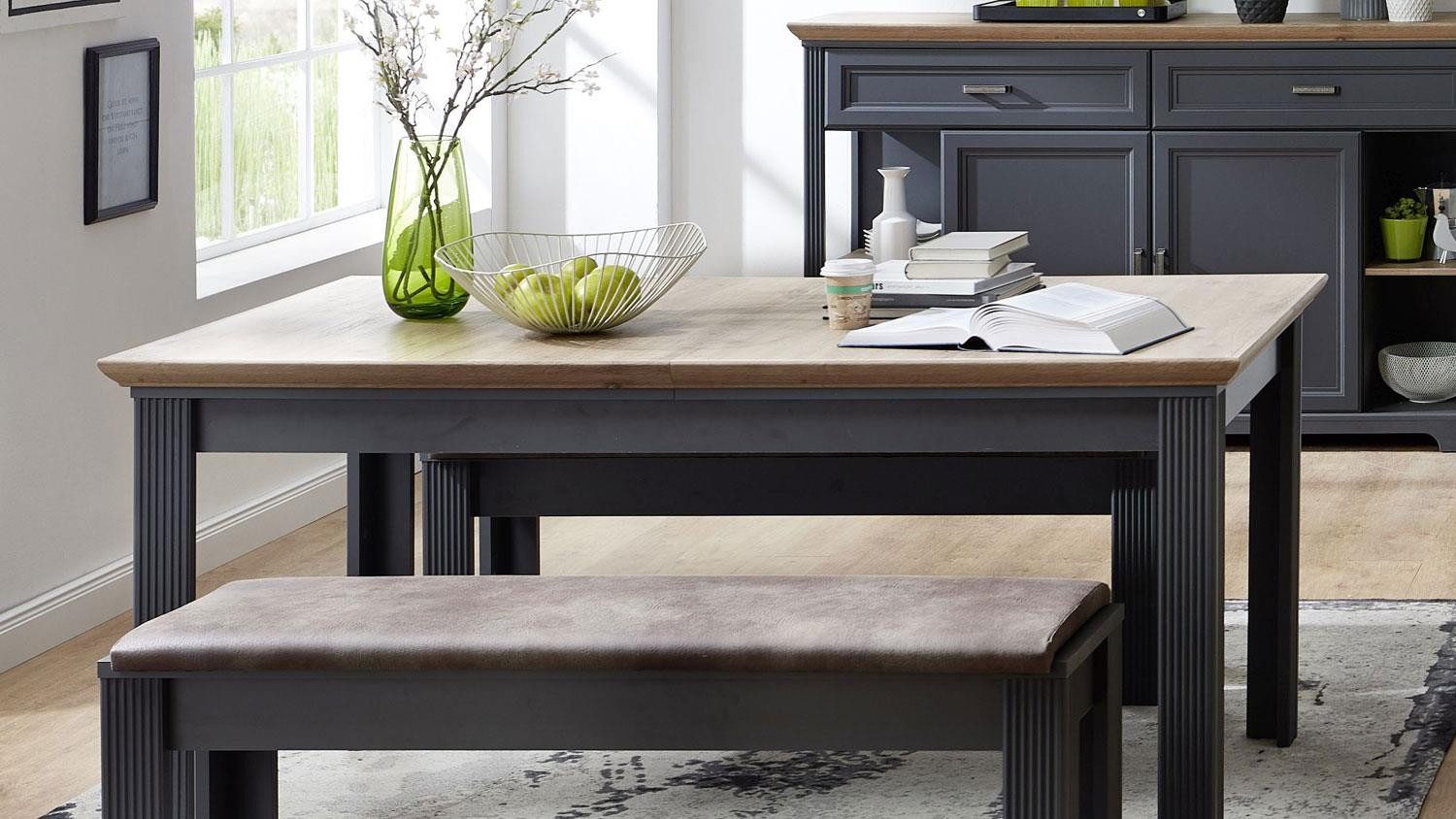 Innostyle Esstisch Esstisch Jasmin Küchentisch Tisch in graphit Artisan Eiche 160-220 cm