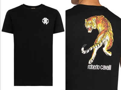 roberto cavalli T-Shirt ROBERTO CAVALLI FIRENZE TIGER LOGO PRINT LUXURY CREW NECK T-SHIRT SHIR