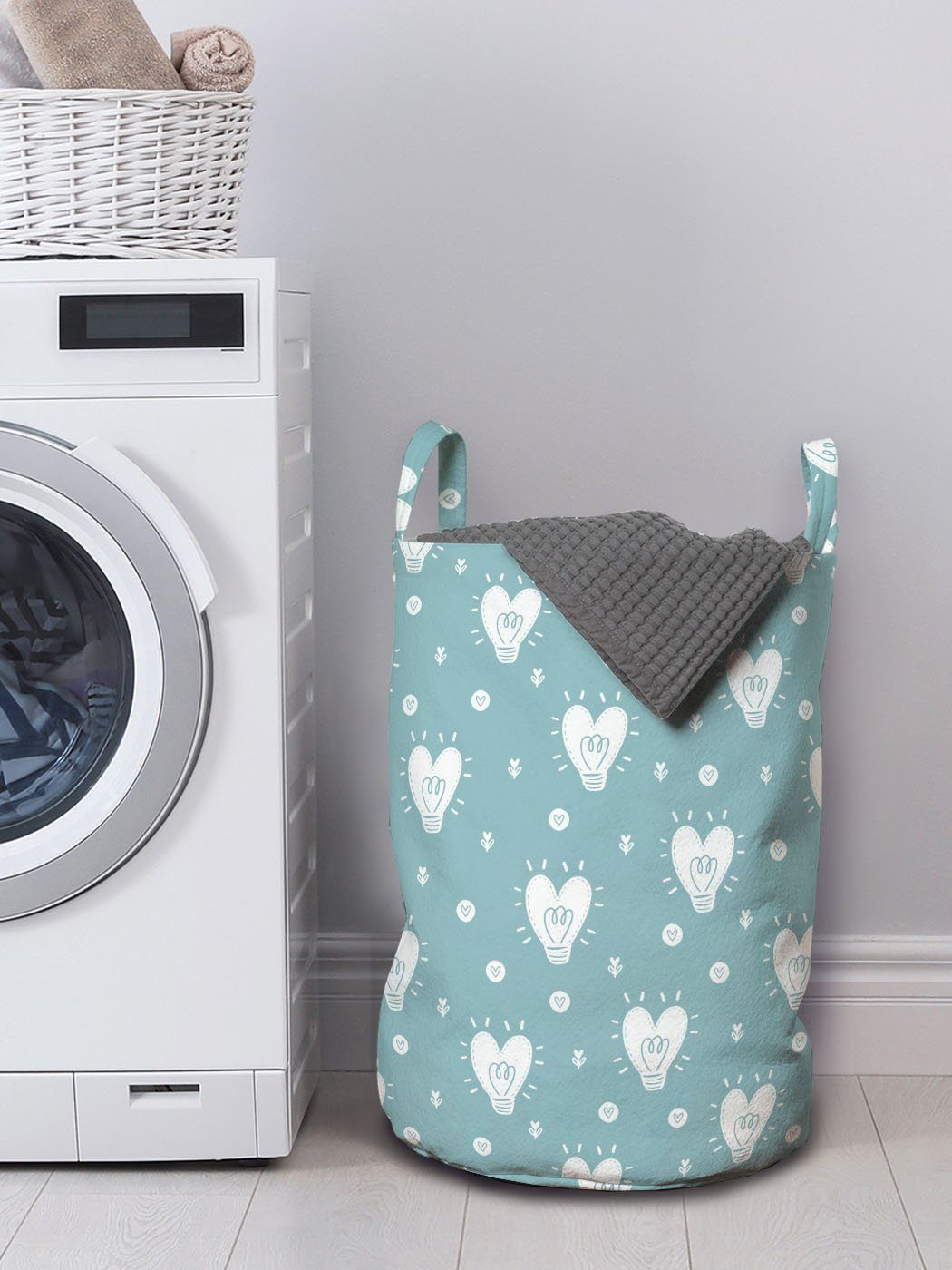 Abakuhaus Wäschesäckchen Wäschekorb mit Griffen Idee Kordelzugverschluss Valentinstag Waschsalons, für skandinavisch
