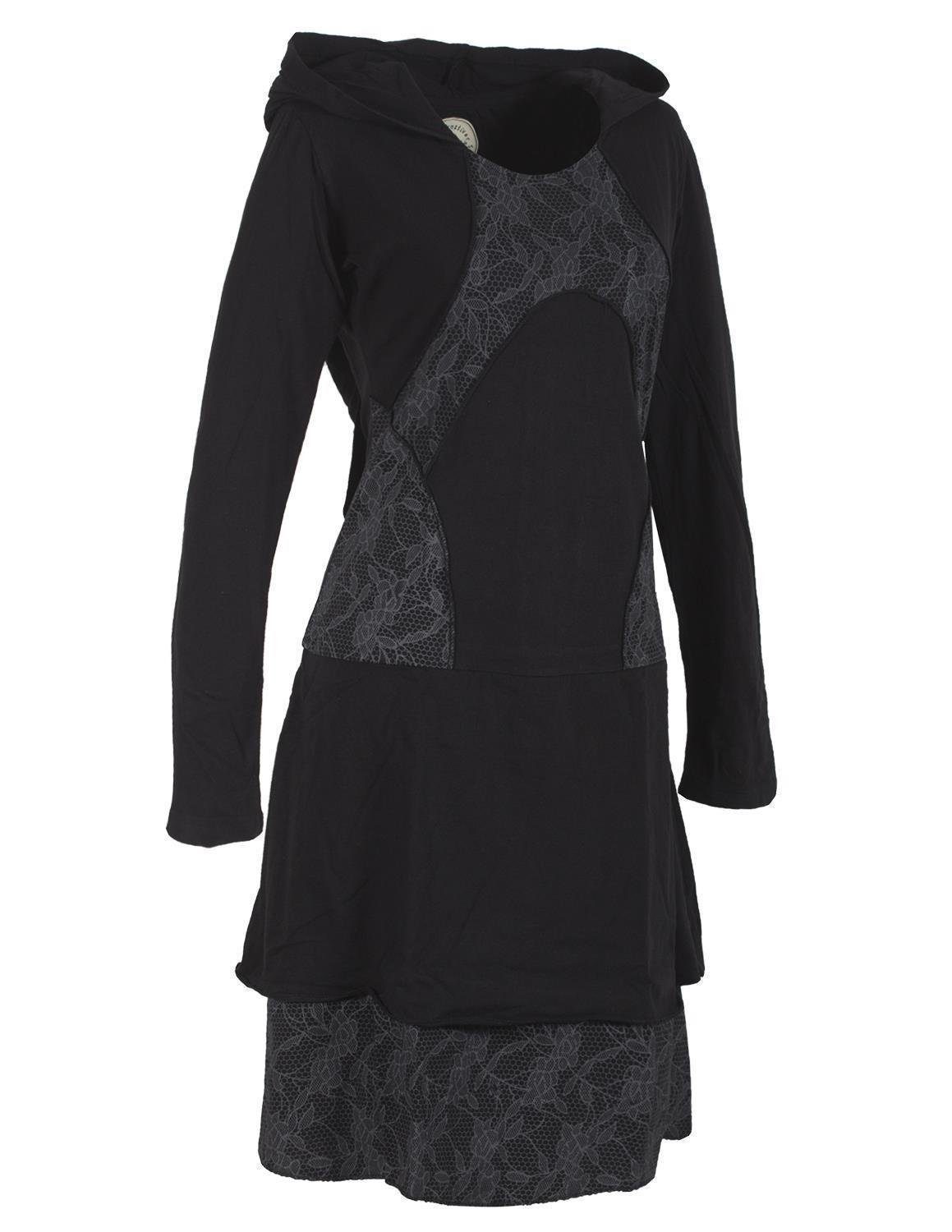 Vishes Jerseykleid Langarm Lagenlookkleid mit Zipfelkapuze Elfen, Goa, Boho, Pixie Style – Bild 4 von 4