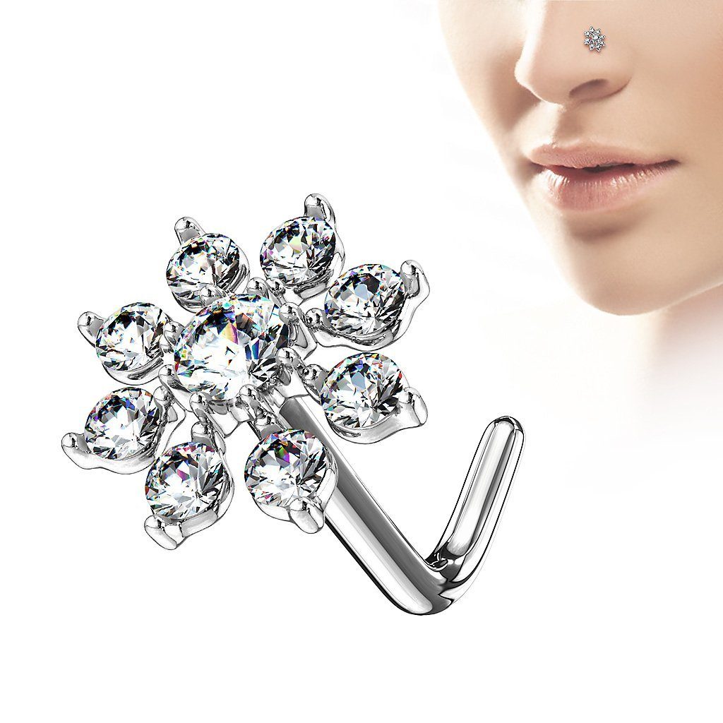 Taffstyle Nasenpiercing Nasenpiercing Stecker filigraner Kristall günstig online kaufen