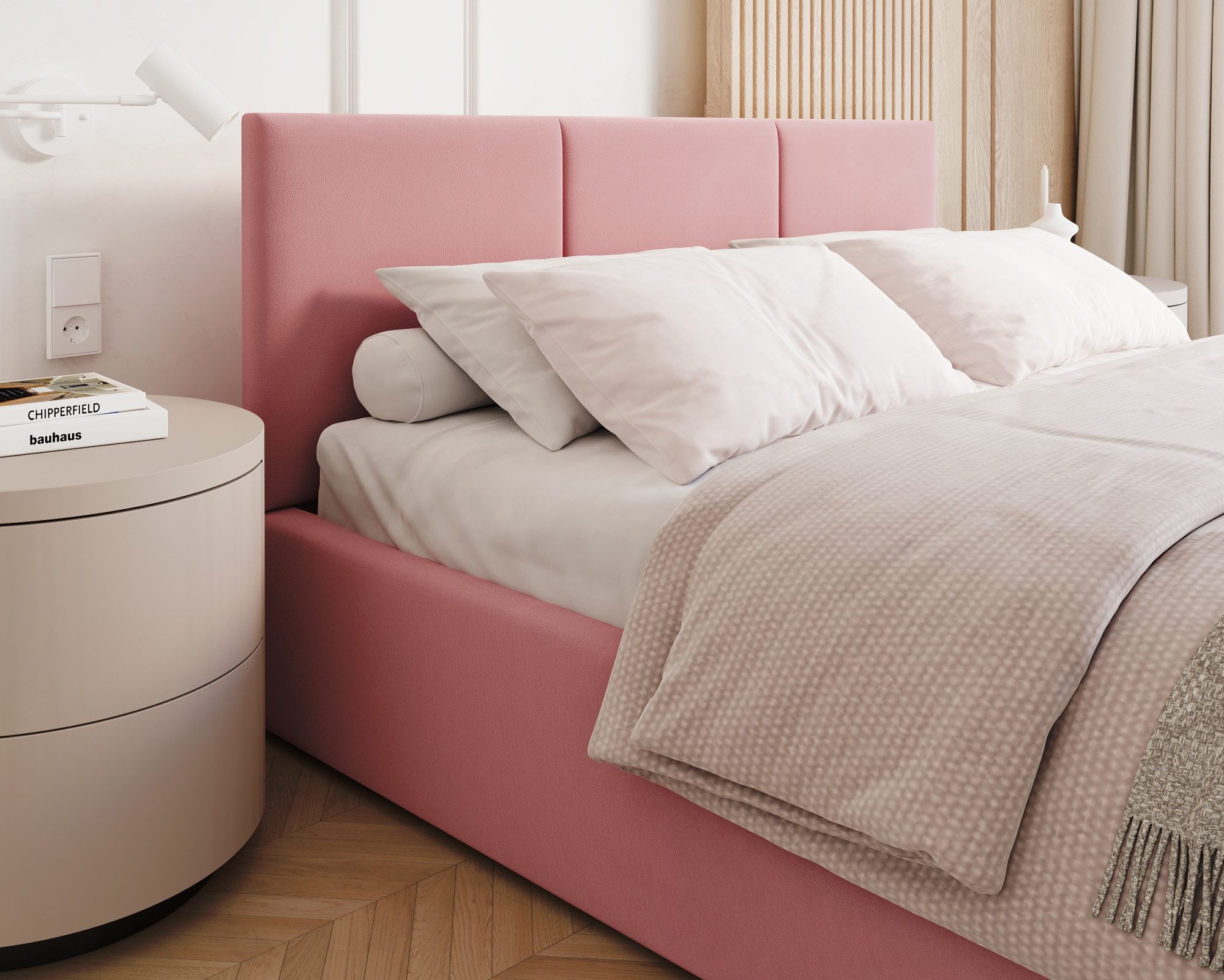 thematys Polsterbett mit Bettkasten & Lattenrost – Stauraumbett Velours 120x200–180x200 (Optional mit 28 cm H3/H4 Taschenfederkern oder 23 cm Taschenfederkern-Matratze H2)