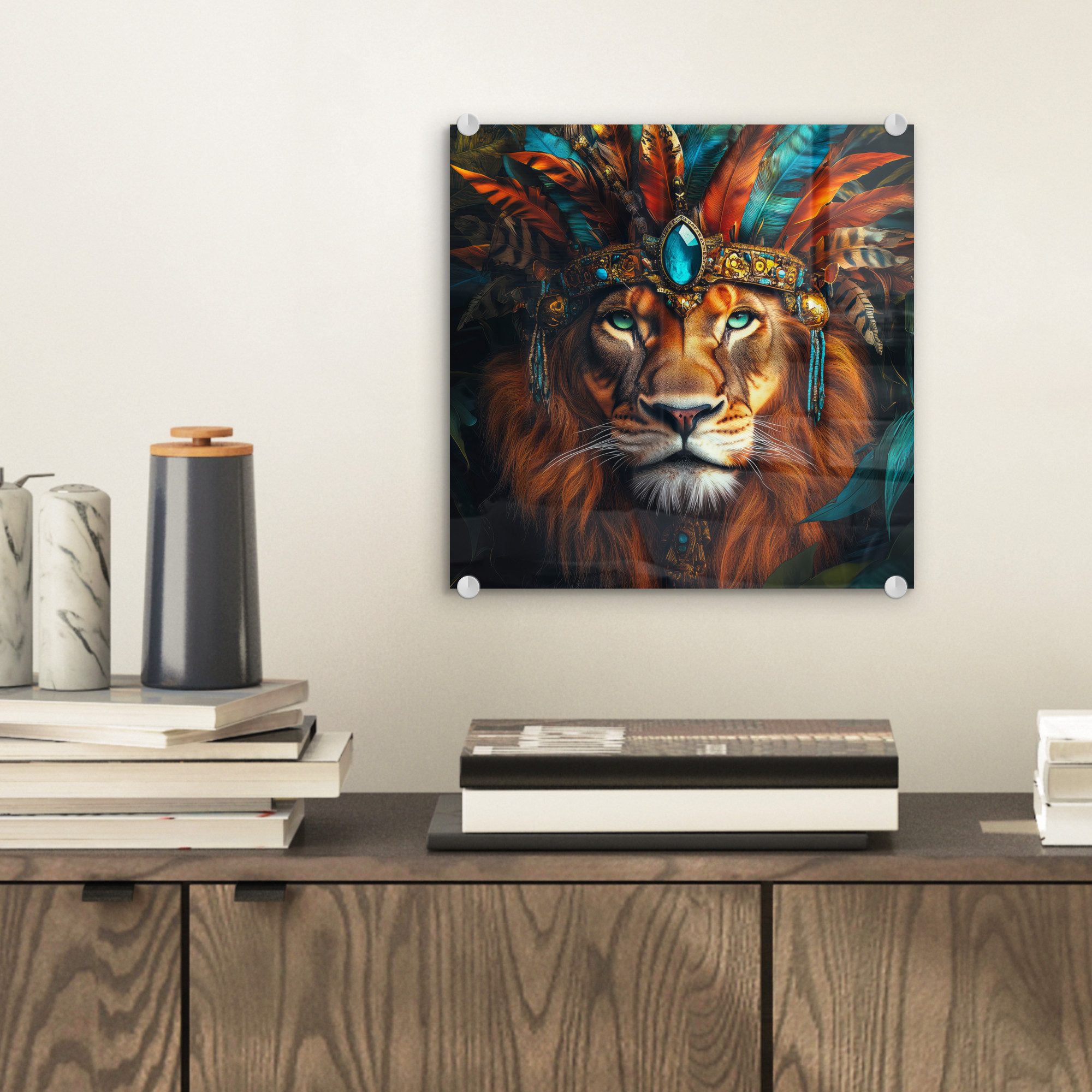 MuchoWow Acrylglasbild Löwe - Blätter - günstig online kaufen