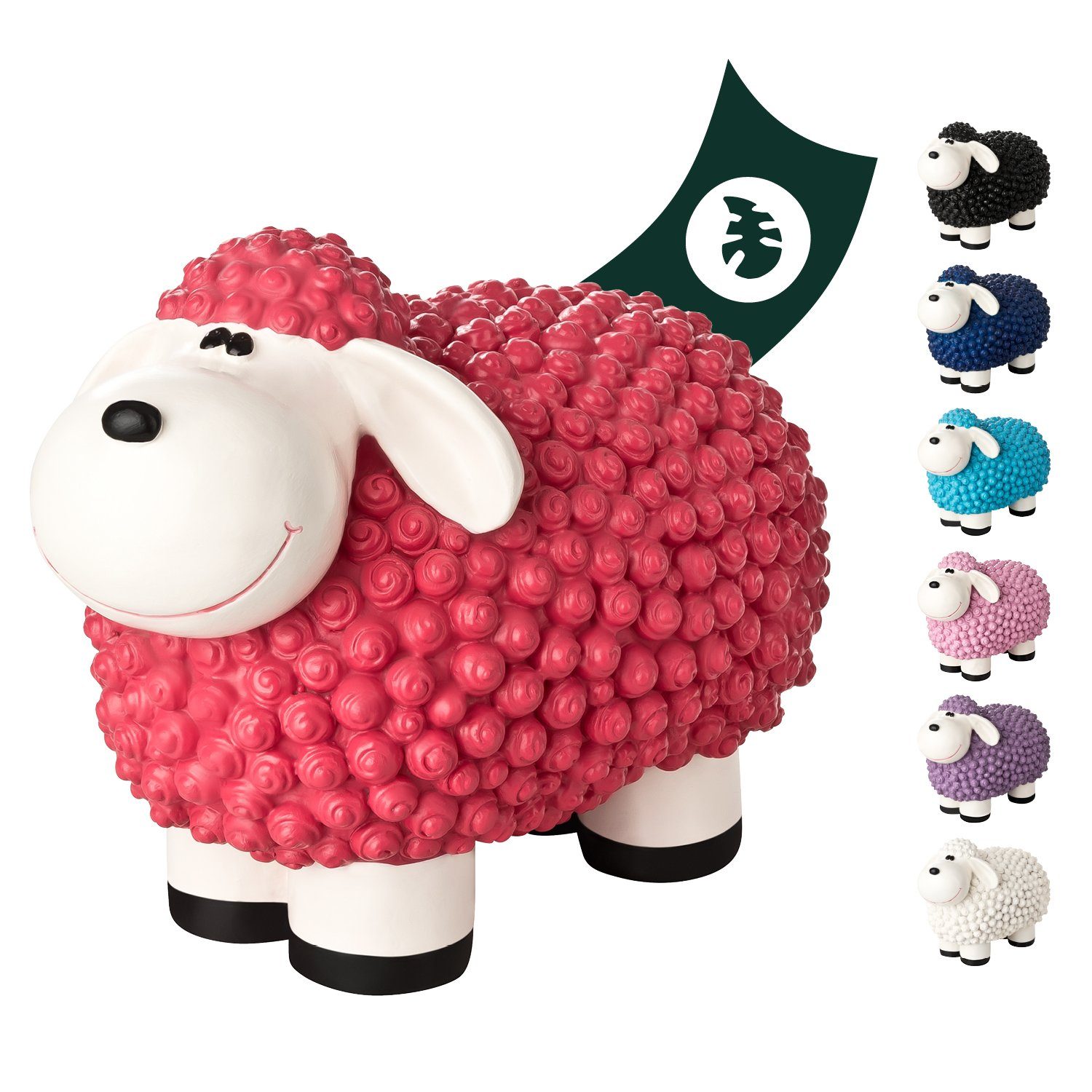 VERDOBA Gartenfigur Gartendeko Mini Schaf - Wetterfeste Gartenfigur - Deko Schaf für Außen, Polyresin Pink