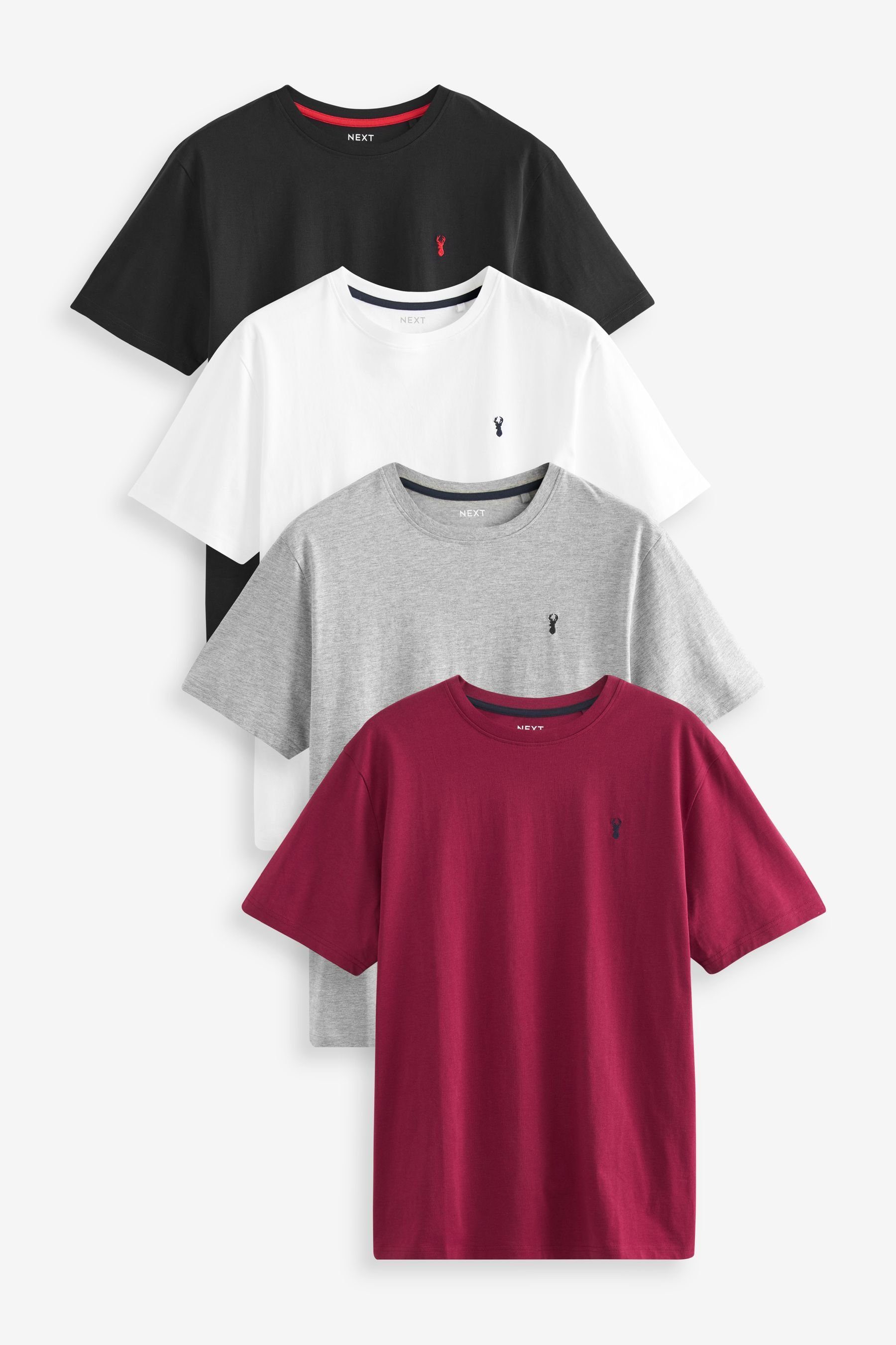 Next T-Shirt 4er-Pack T-Shirts (4-tlg) Burgundy Red/White/Grey/Black