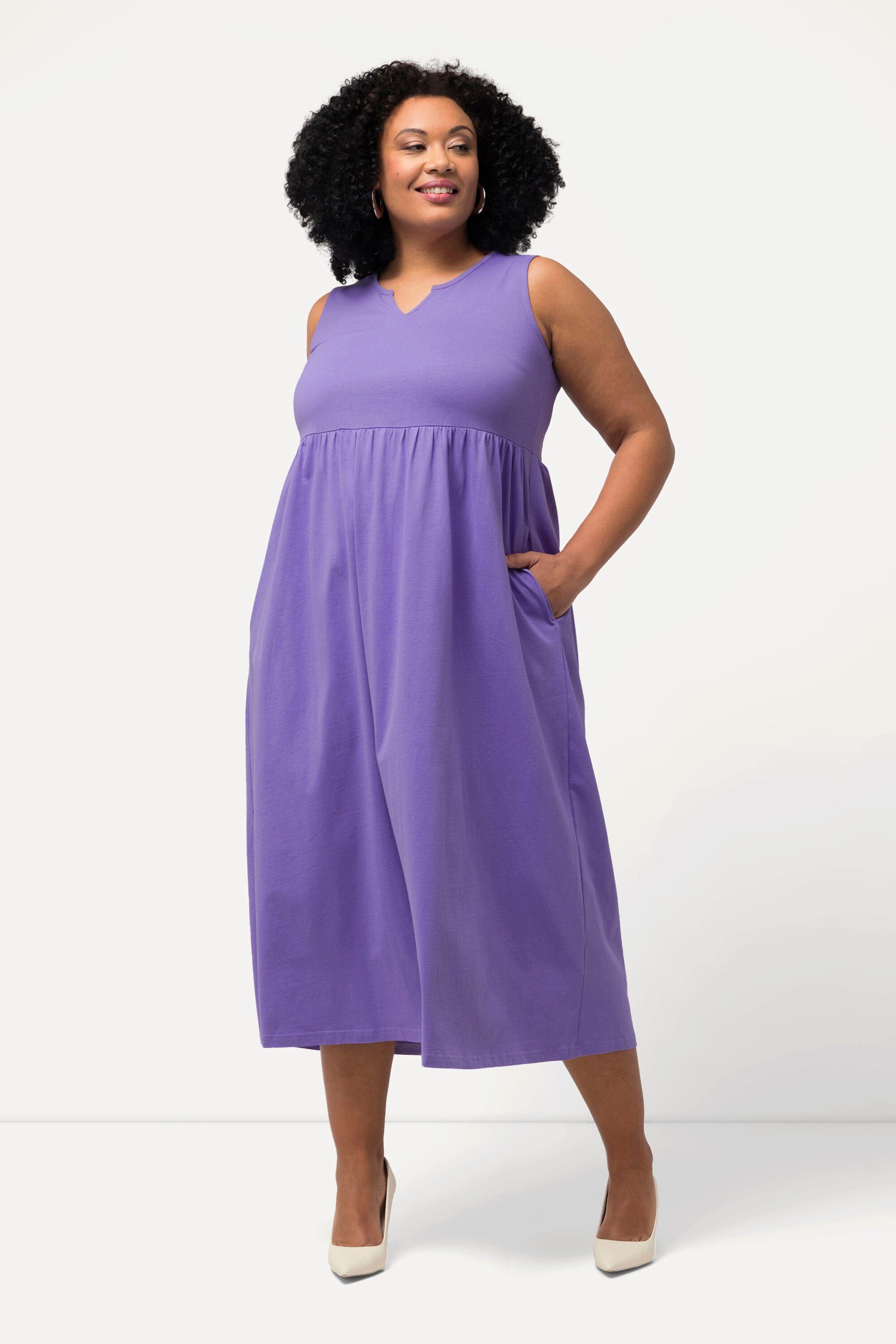 Ulla Popken Maxikleid Jerseykleid A-Linie Tunika-Ausschnitt günstig online kaufen