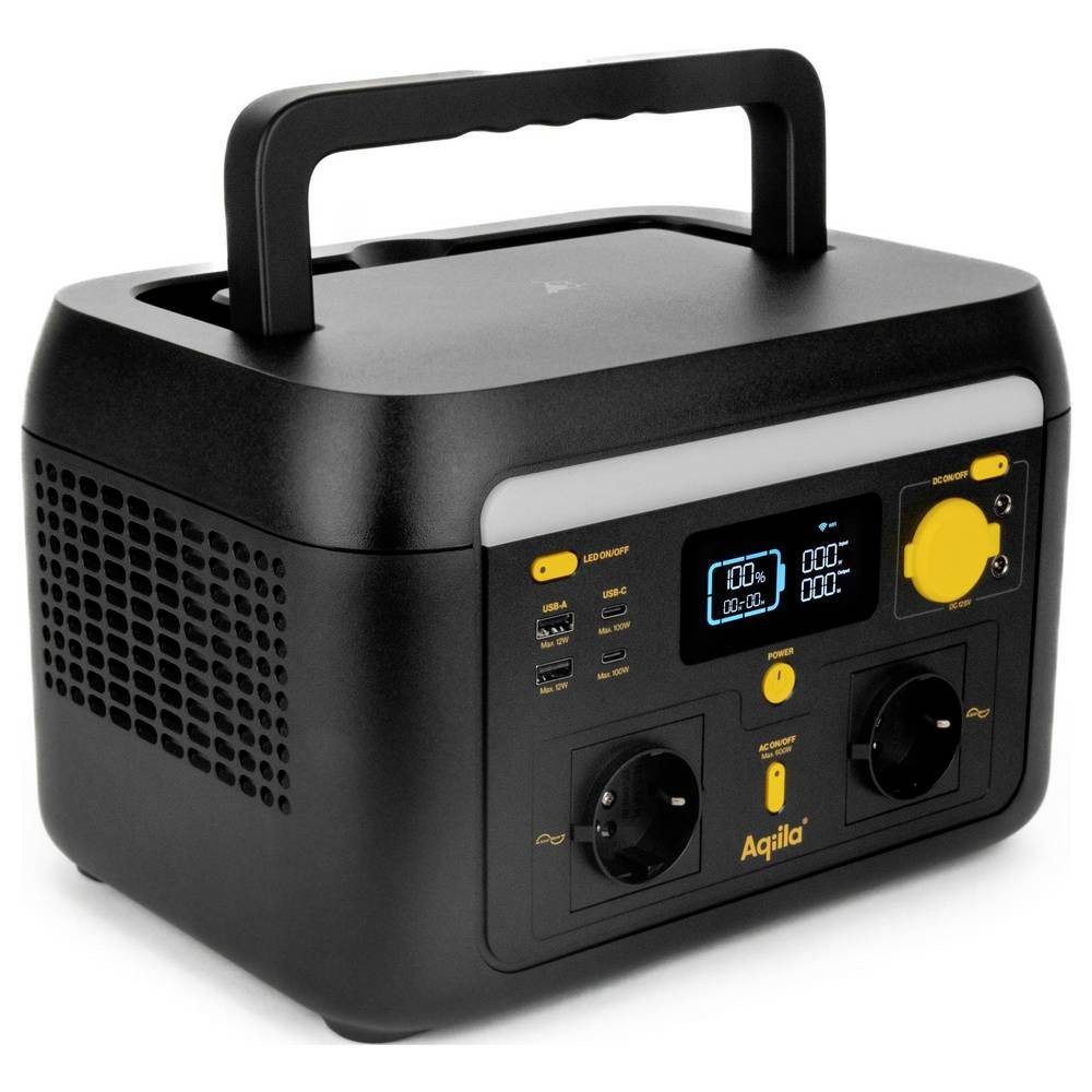 Aqiila LED Taschenlampe S600V2 Powerstation 20 Ah LiFePO 4 Schwarz, Gelb LED Taschenlampe