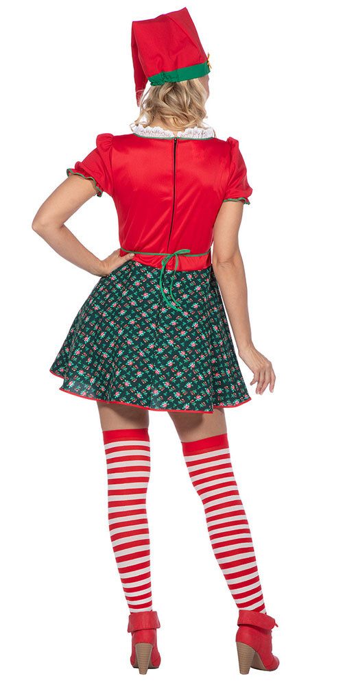 Karneval-Klamotten Kostüm Damen Zwergenkostüm Gartenzwerg kurz rot Luxus, Zwerg Zwergin Frauenkostüm Wichtel Märchenkostüm sieben Zwerge Kobold