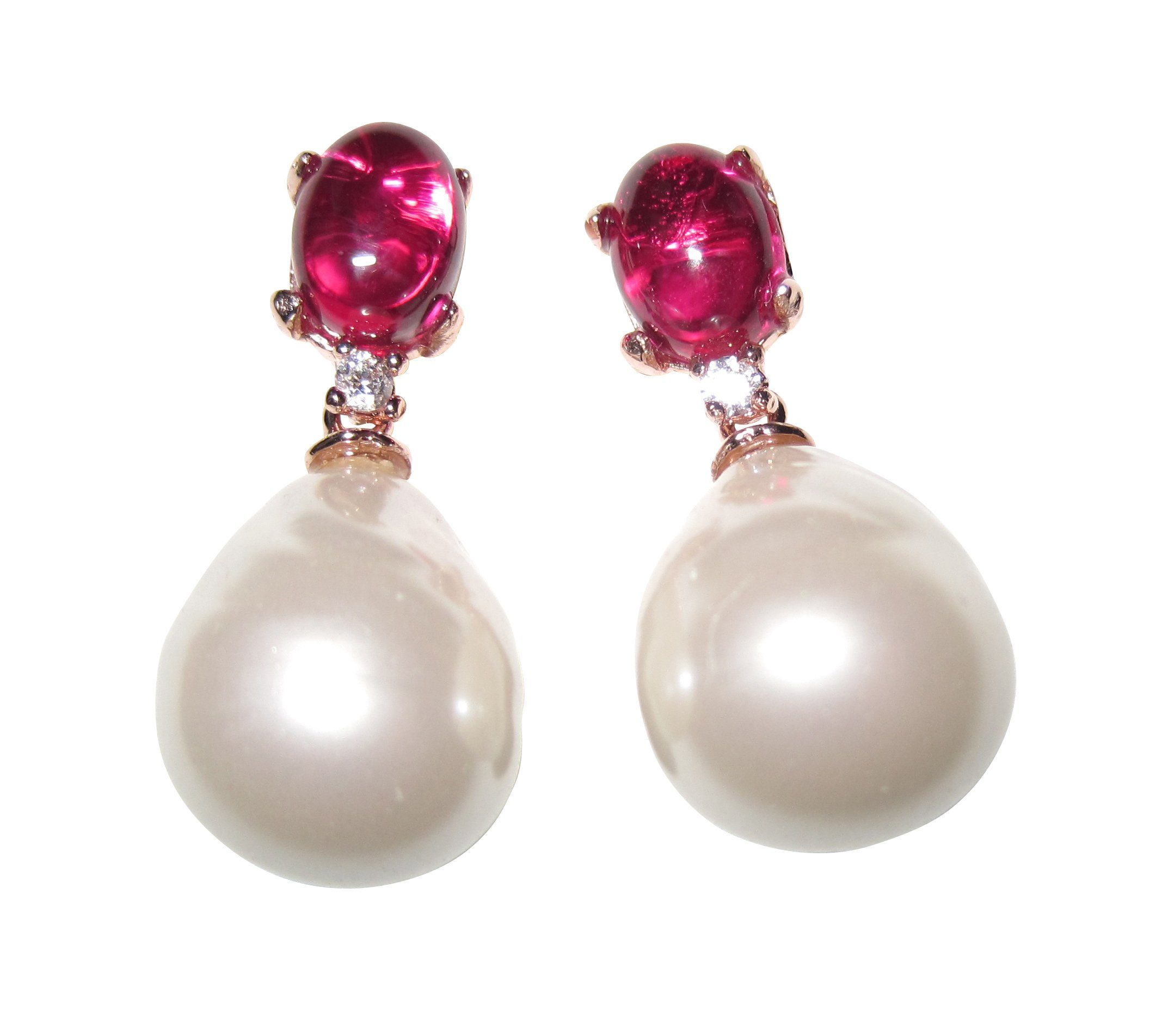 Mugello Серьги из бисера Chiara pink Barockglasperle vergoldet stilvoll elegant, made in Italy, Sterlingsilber mit 18K Rotvergoldung