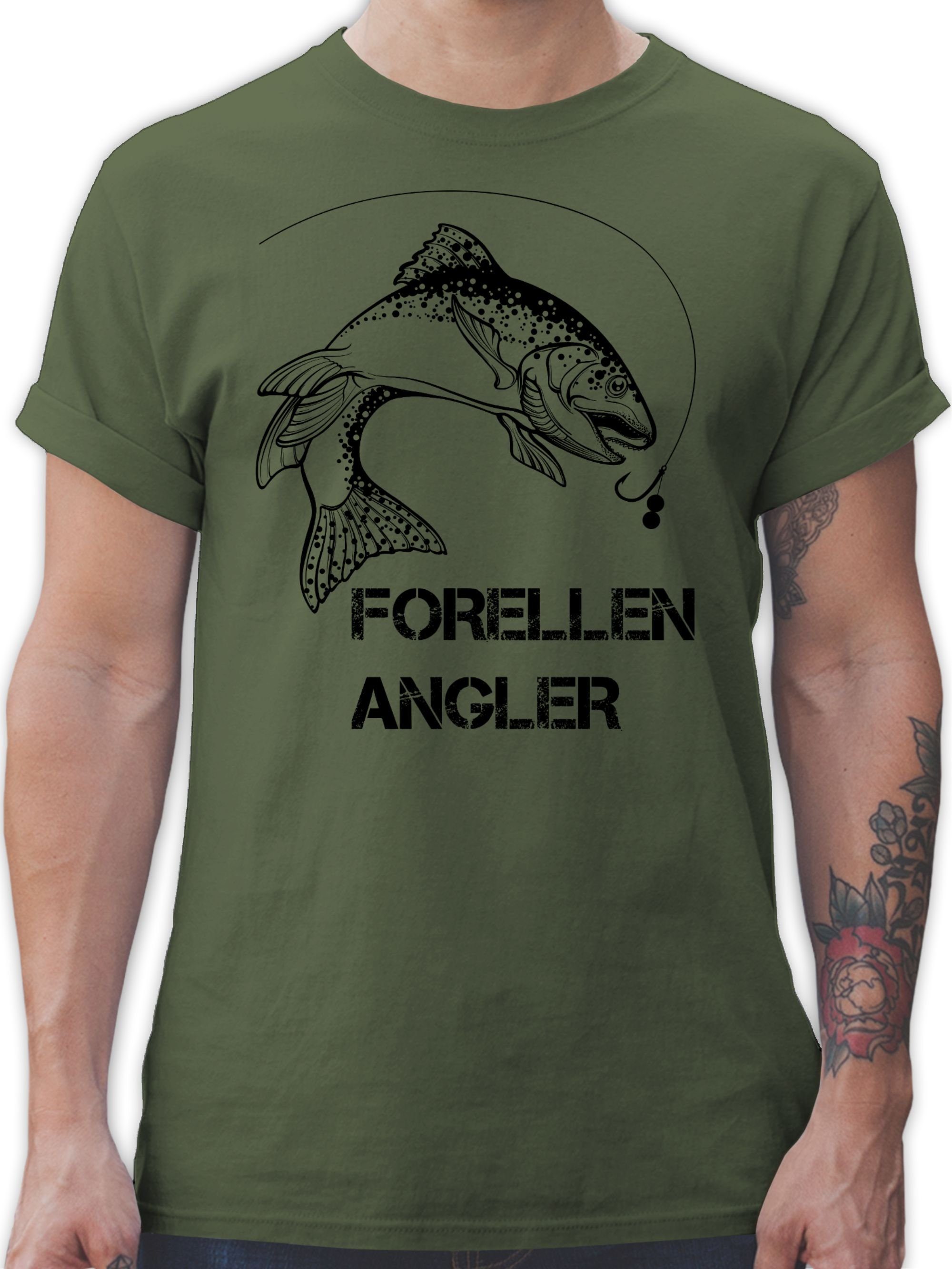 Shirtracer T-Shirt Forellenangler - schwarz Angler Geschenke 1 Army Grün