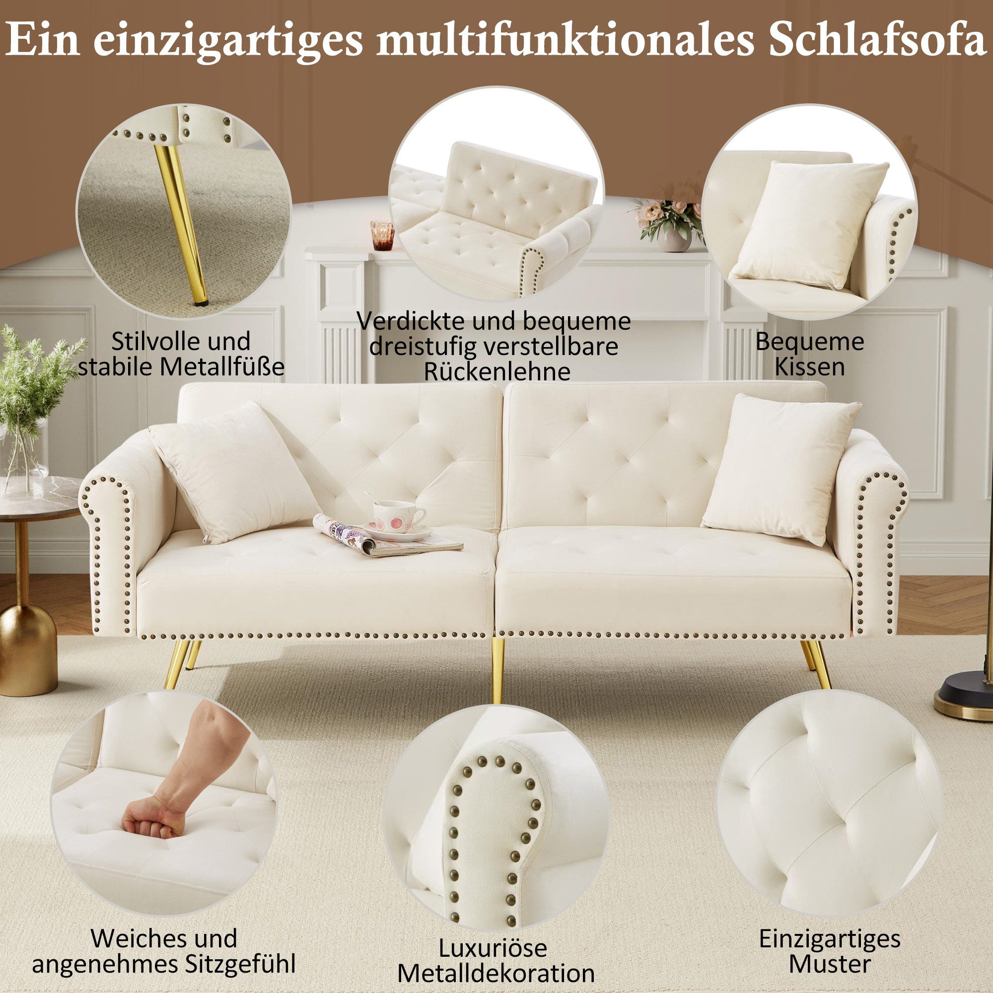 Odikalo 2-Sitzer Polstersofa Relaxsofa Lounge Sessel Verstellbar Rückenlehn günstig online kaufen