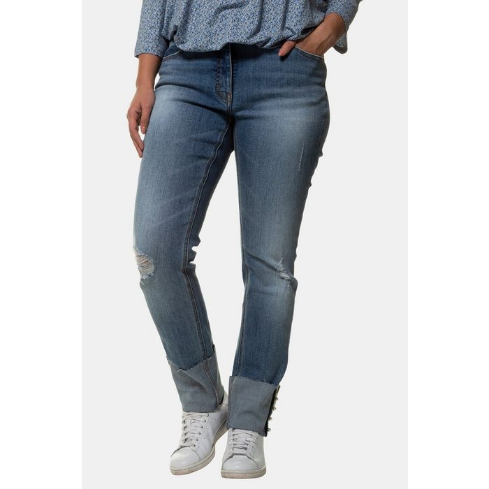 Ulla Popken 5-Pocket-Jeans bis 64 Schmale Jeans breiter Umschlag