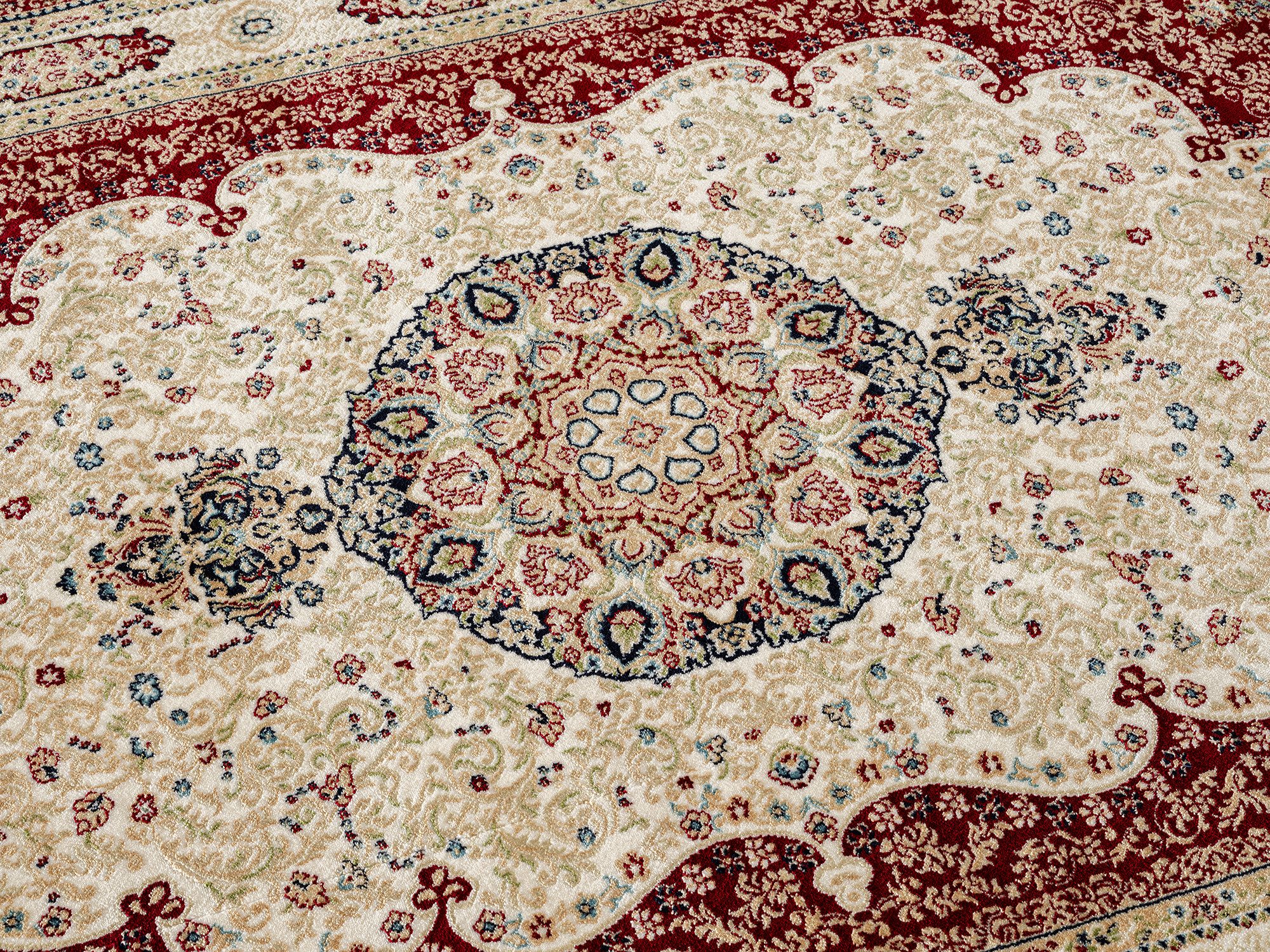 Carpetilla Designteppich Designer Wohnzimmer Teppich Asfahan Orientalische burgunderrote Farbe, Rechteckig, Höhe: 12 mm, Wohnzimmer – Bild 5 von 5
