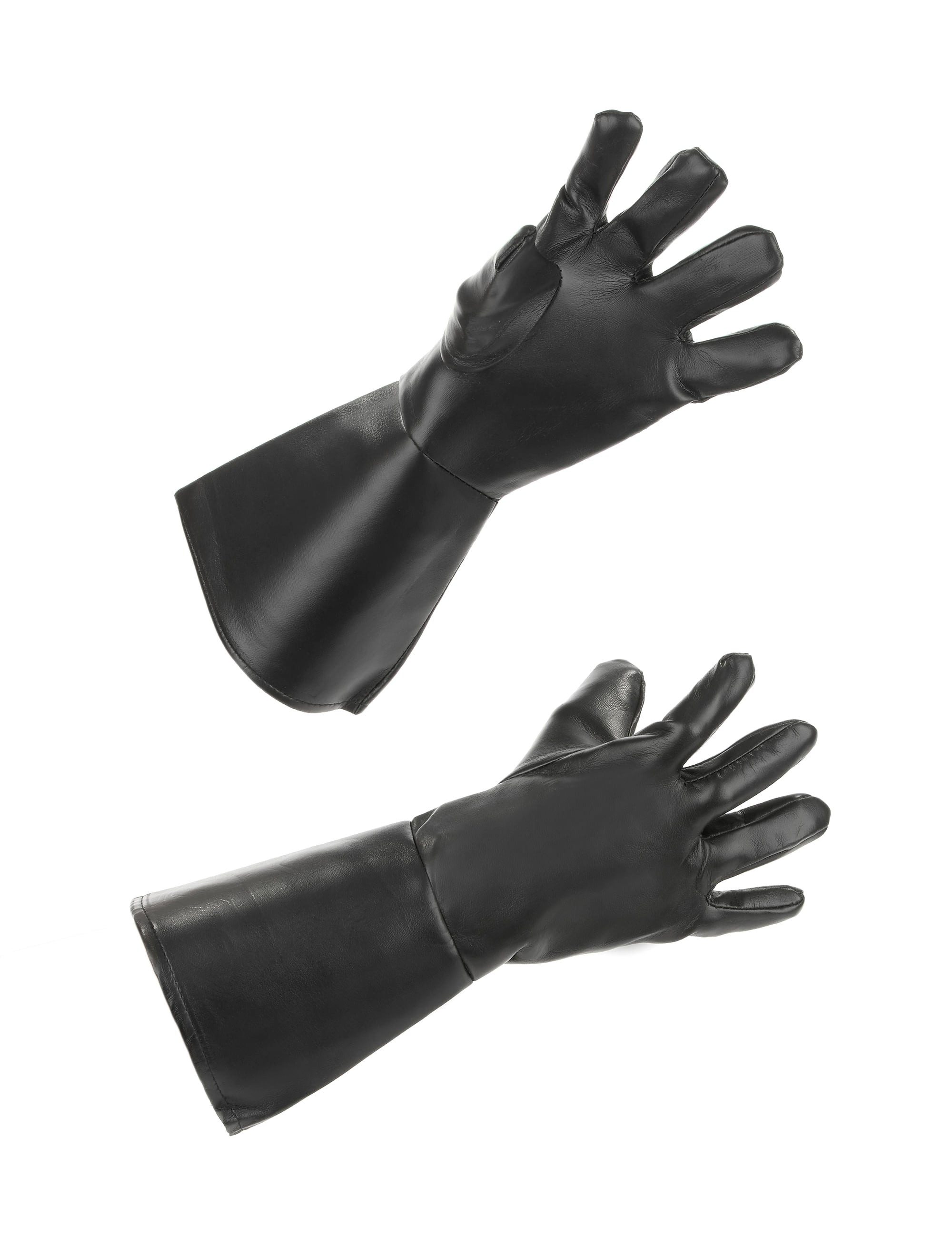 Boland Kostüm Handschuhe Leder-Optik lang schwarz