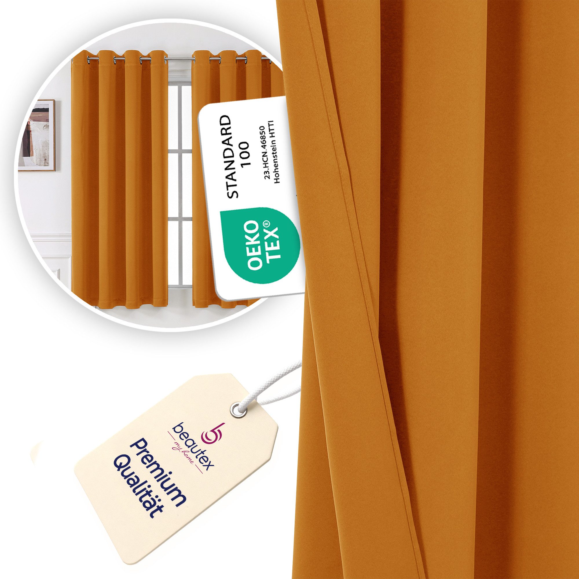 Beautex Verdunkelungsvorhang Verdunkelungsgardine Ösen Vorhang blickdicht abdunkelnd (1 St), Ösen, verdunkelnd