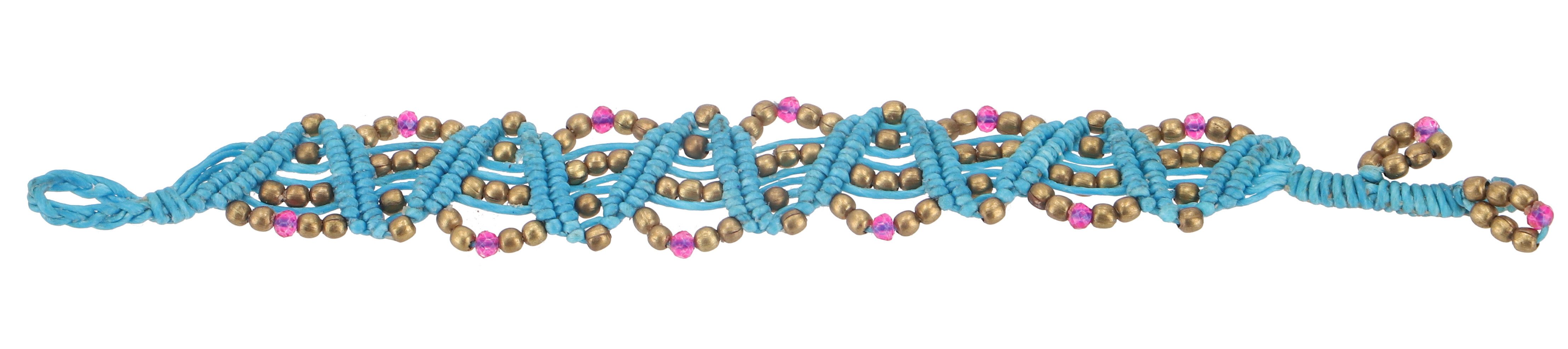 Guru-Shop Armreif Goa Armband, Makramee Festival Armband - türkis