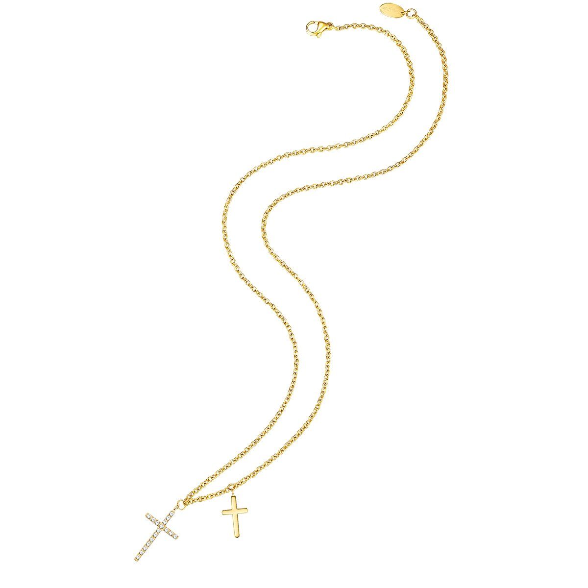 Eastside Edelstahlkette Halskette aus Edelstahl, gelbvergoldet, mit Kreuz in