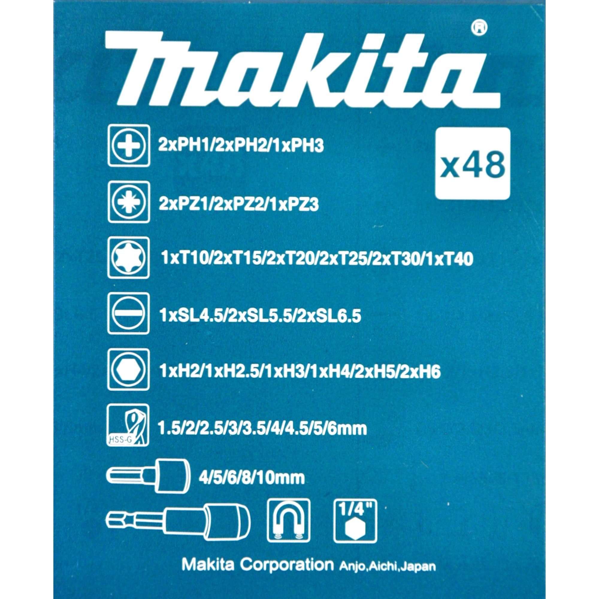 & Bit-Set Makita Makita B-36192, 48-teilig Bohrer- Bit-Satz