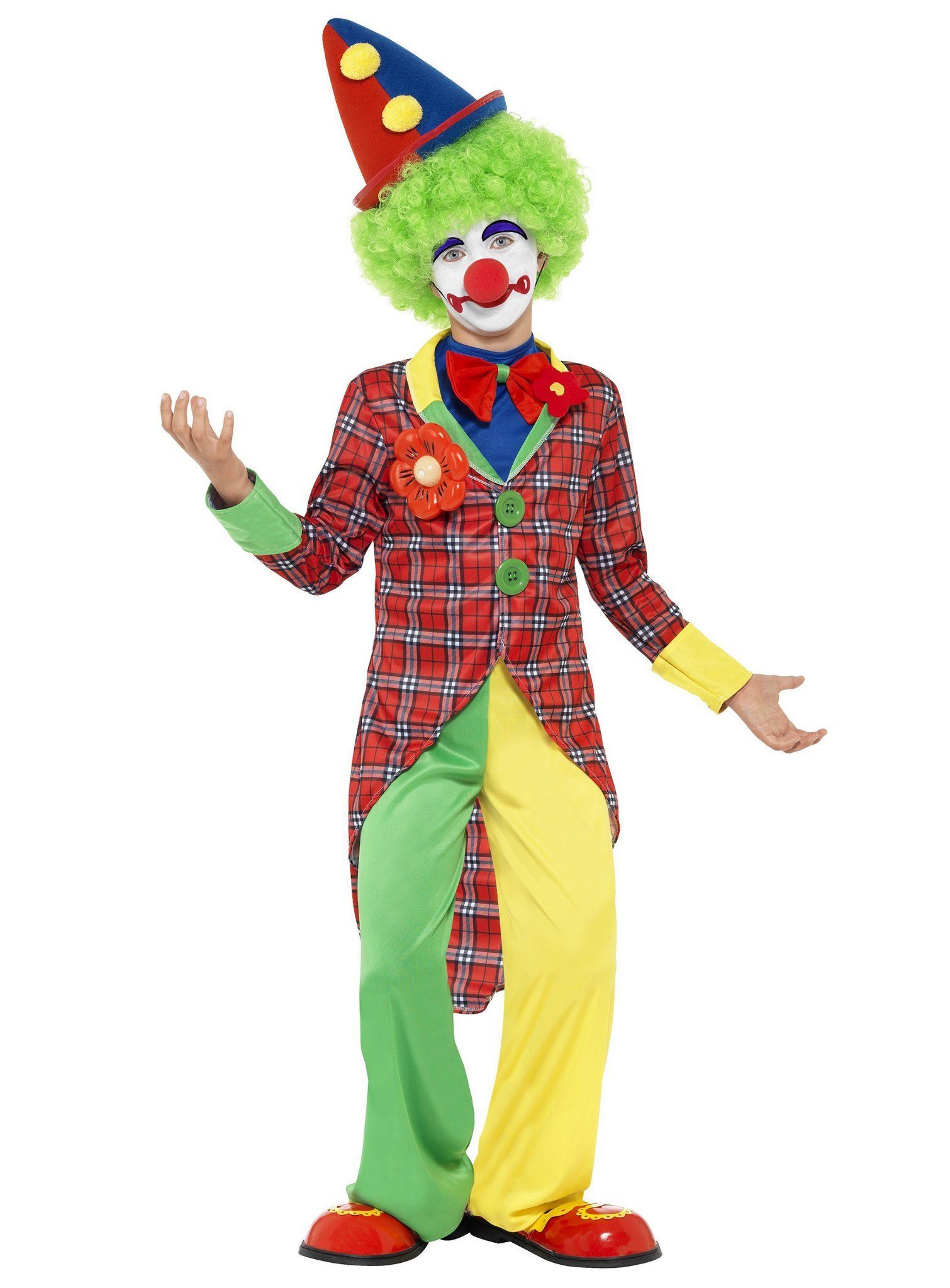 Smiffys Clown-Kostüm Party Clown Kostüm Karneval Faschingskostüm Kinder, Klassisches Clownkostüm für den Nachwuchs