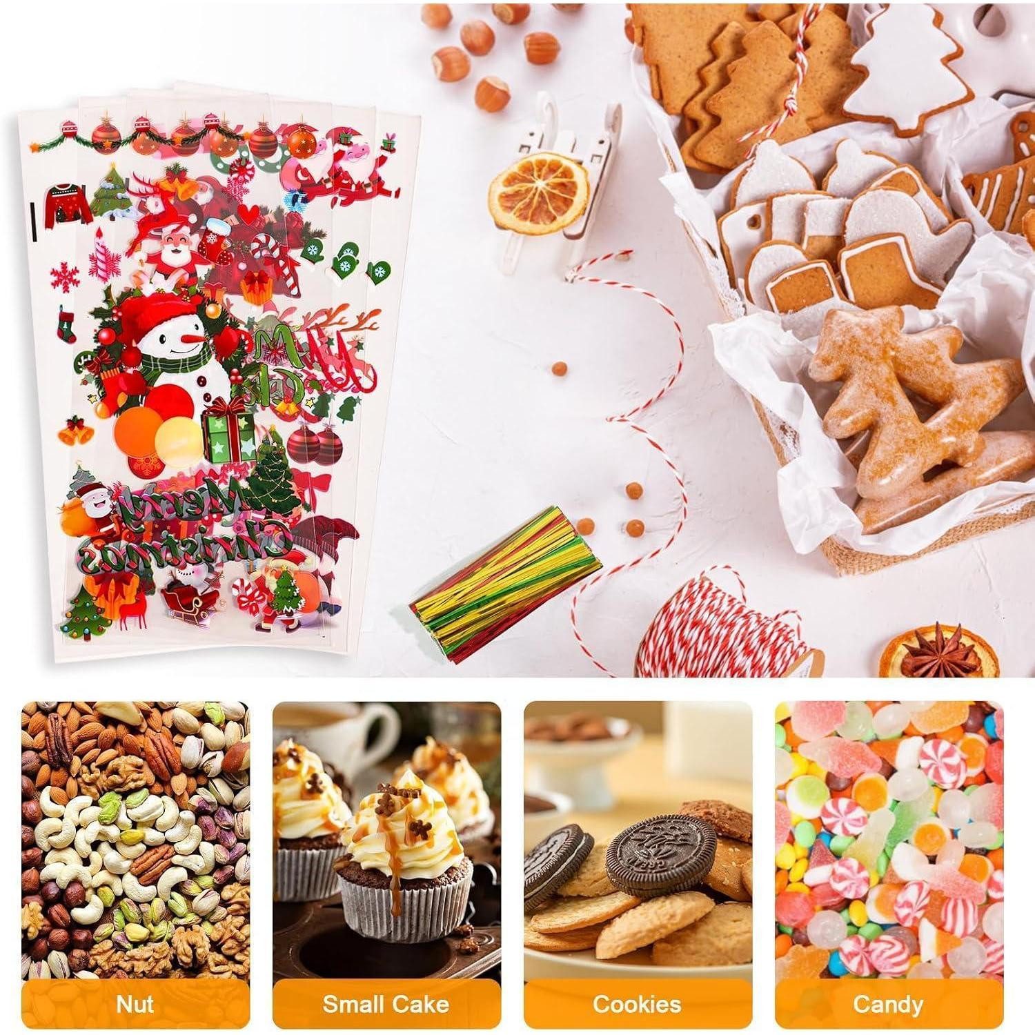 LuxusKollektion Geschenkfolie 120 Weihnachts Cellophantüten mit Bindebänder Transparent