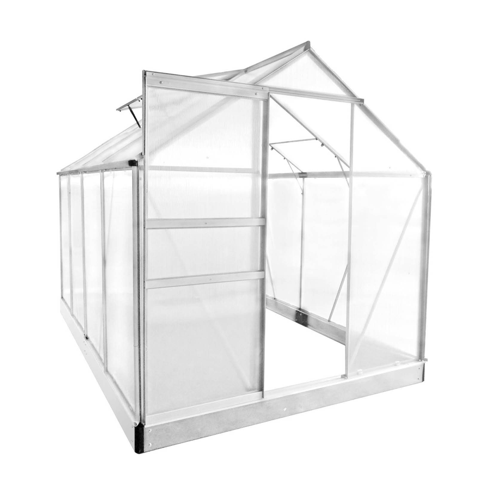 BRAST Gewächshaus ALU mit Fundament rostfrei 250x190x195cm TÜV geprüft, BxTxH: 190 x 250 x 195 cm, wetterfestes hochwertiges Aluminium, Temperaturbeständig, Wärmedämmend, Lichtbrechend & UV-stabilisiert