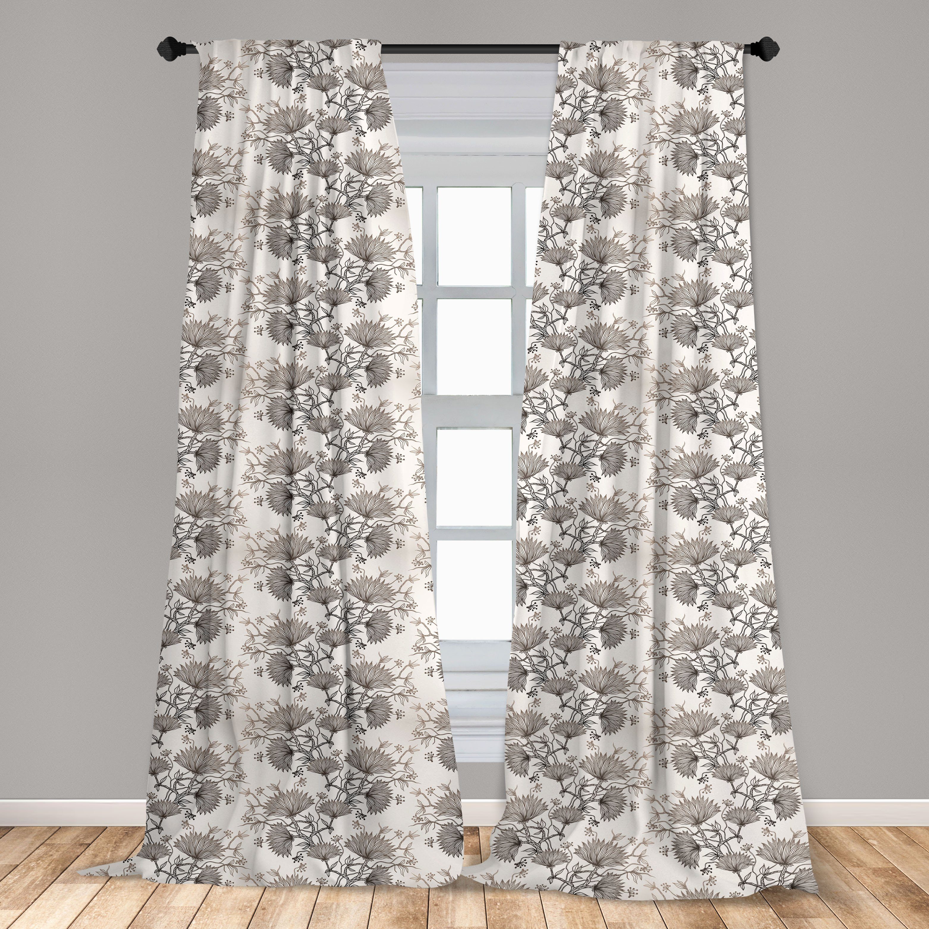 Gardine Vorhang für Wohnzimmer Schlafzimmer Abakuhaus, Microfaser, Dekor, Chrysanthemen Jahrgang Blumen