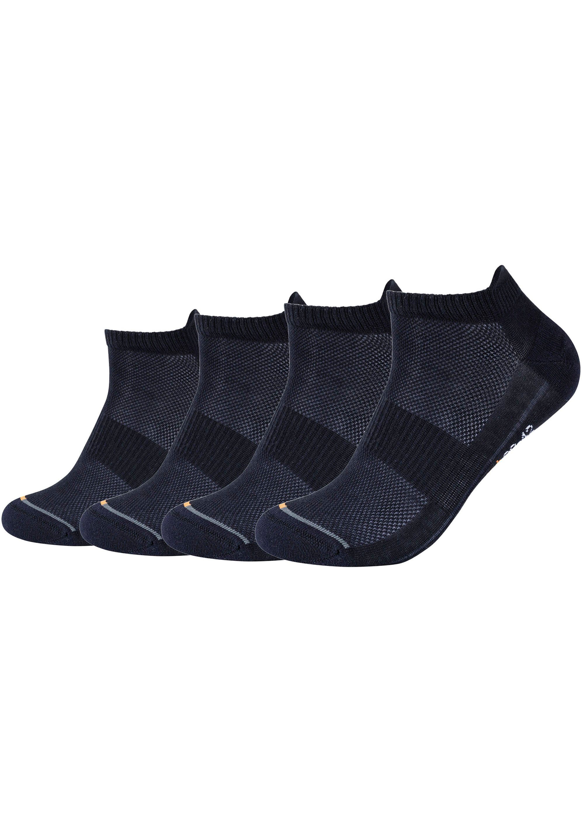 mit und (Packung, Sneakersocken Zehen 4-Paar) Camano dunkelblau Micro-Plüsch Ferse