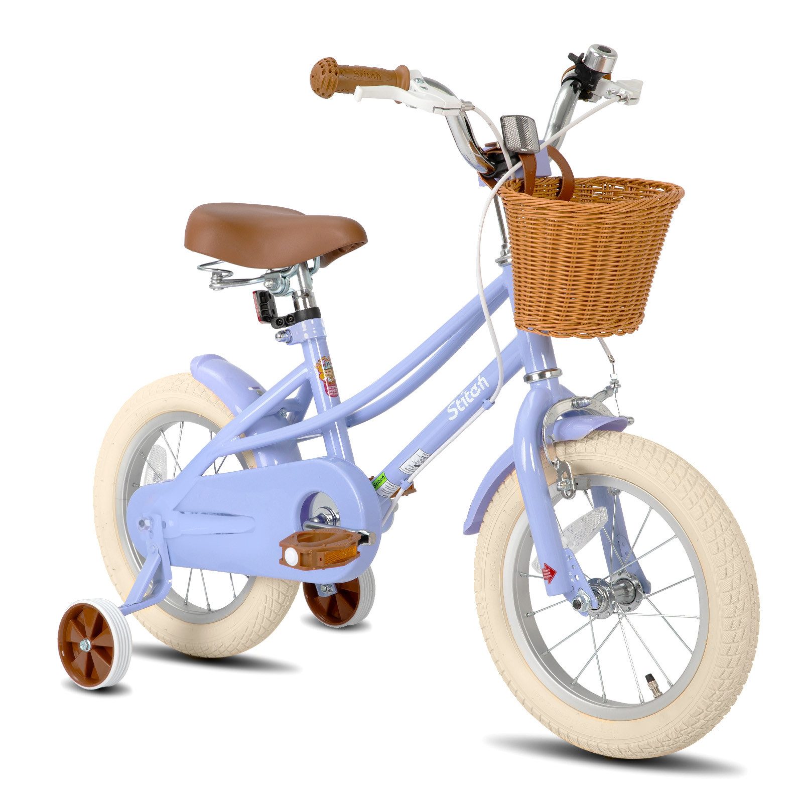 JOYSTAR Kinderfahrrad Kinderfahrrad 12‑20 Zoll Retro Fahrrad mit Korb&Stützrädern 2‑13 Jahre, 12" 14" 16" Zoll mit Stützrädern & Korb, Kotflügel 20 Zoll mit Ständer