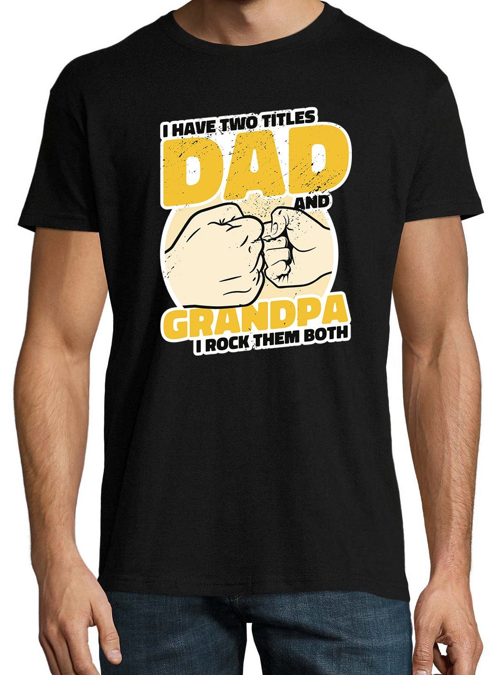 Grandpa Schwarz Shirt mit Frontprint Youth T-Shirt Herren Designz And trendigem Dad