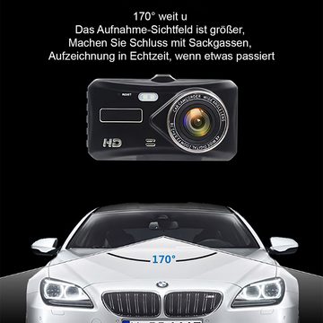 DOPWii 1080P Full HD Dashcam, Autokamera mit 4 Parksensoren Einparkhilfe Dashcam (4" IPS Bildschirm, 140° Weitwinkel)