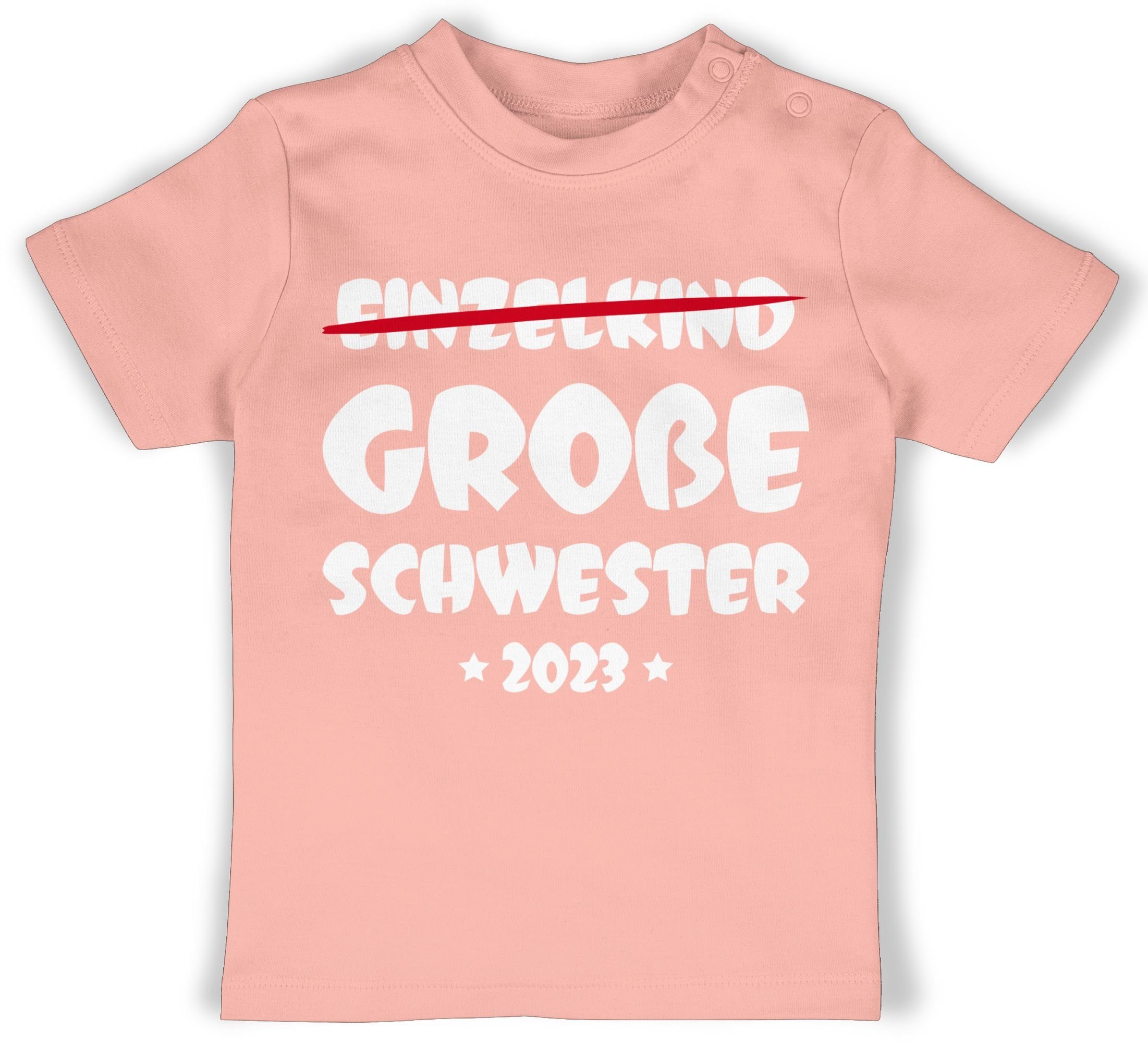Shirtracer T-Shirt Einzelkind Große Schwester 2023 Große Schwester 2 Babyrosa