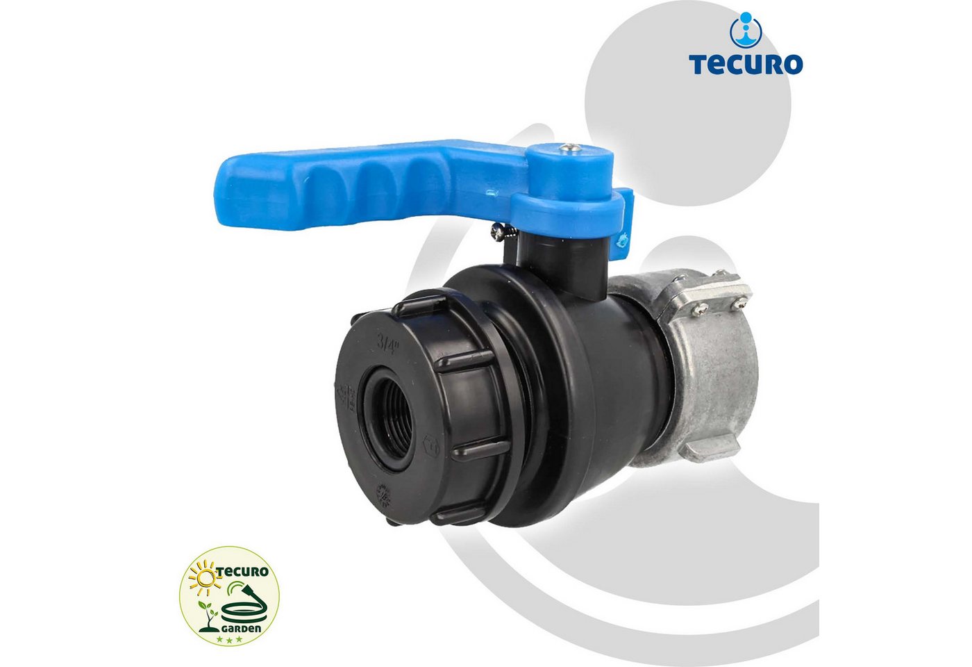 Thumbnail - tecuro Regenwassertank IBC Adapter Kugelventil mit beidseitig Grobgewinde S60 x 6