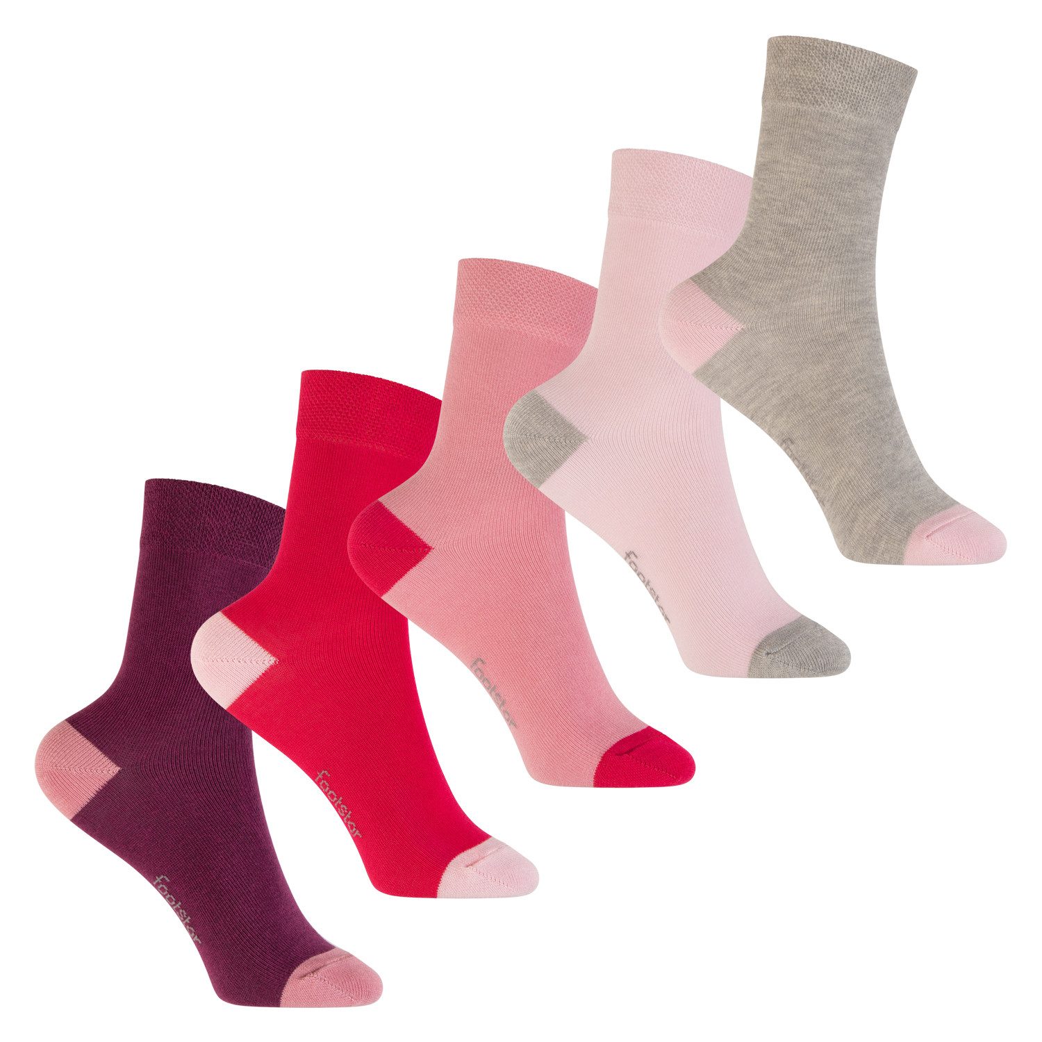 Footstar Basicsocken Kinder Baumwollsocken (10 Paar) Ferse & Spitze abgesetzt – Bild 4 von 4