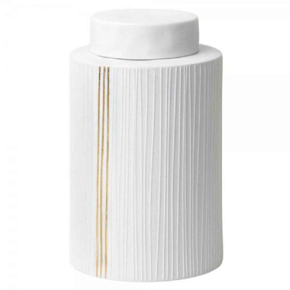 Räder Vorratsdose Design Porzellandose Living Streifen Weiß-Gold